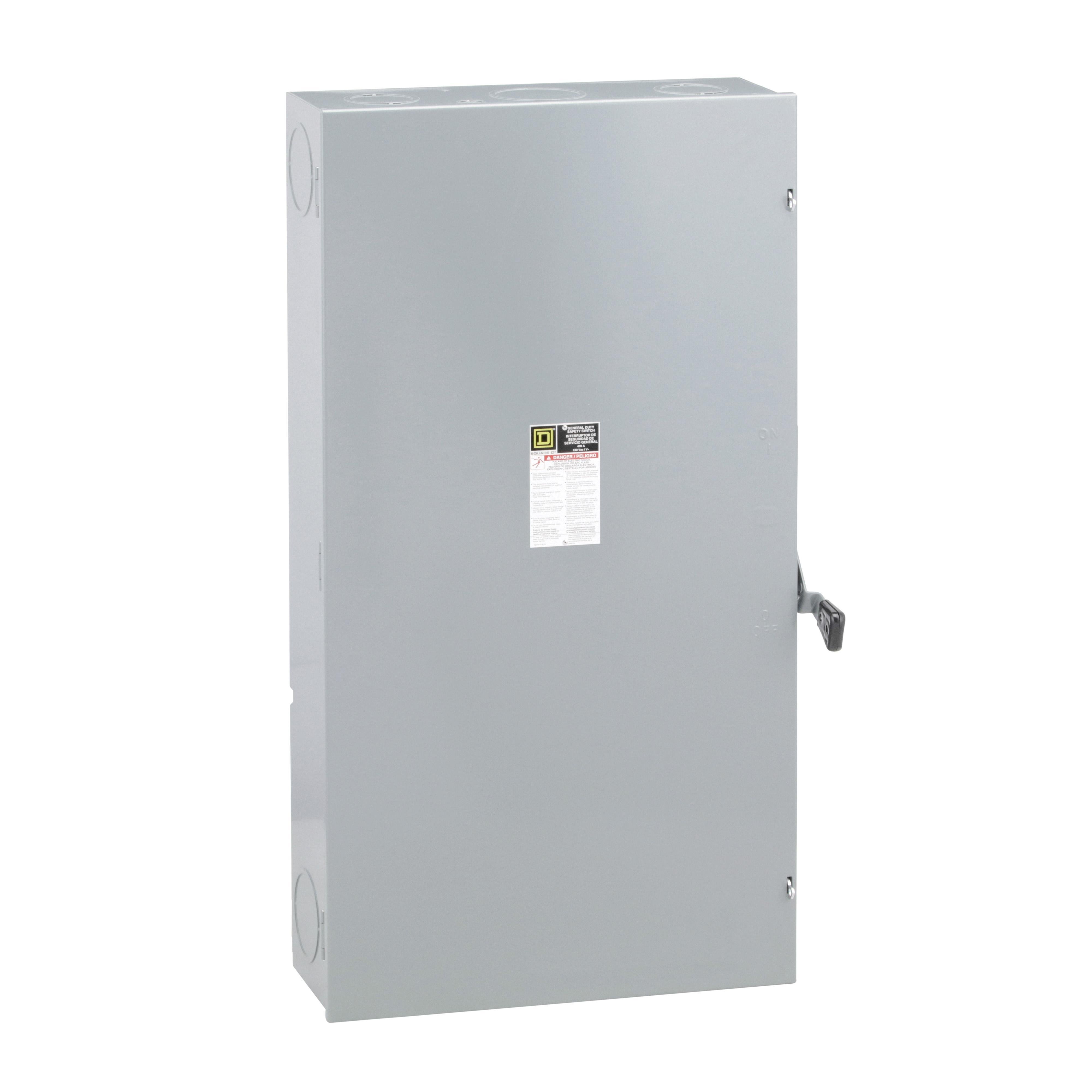 D326N - Safety switch, general duty, fusible, 600A, 3 pole, 150hp, 240VAC, NEMA 1, neutral factory installed