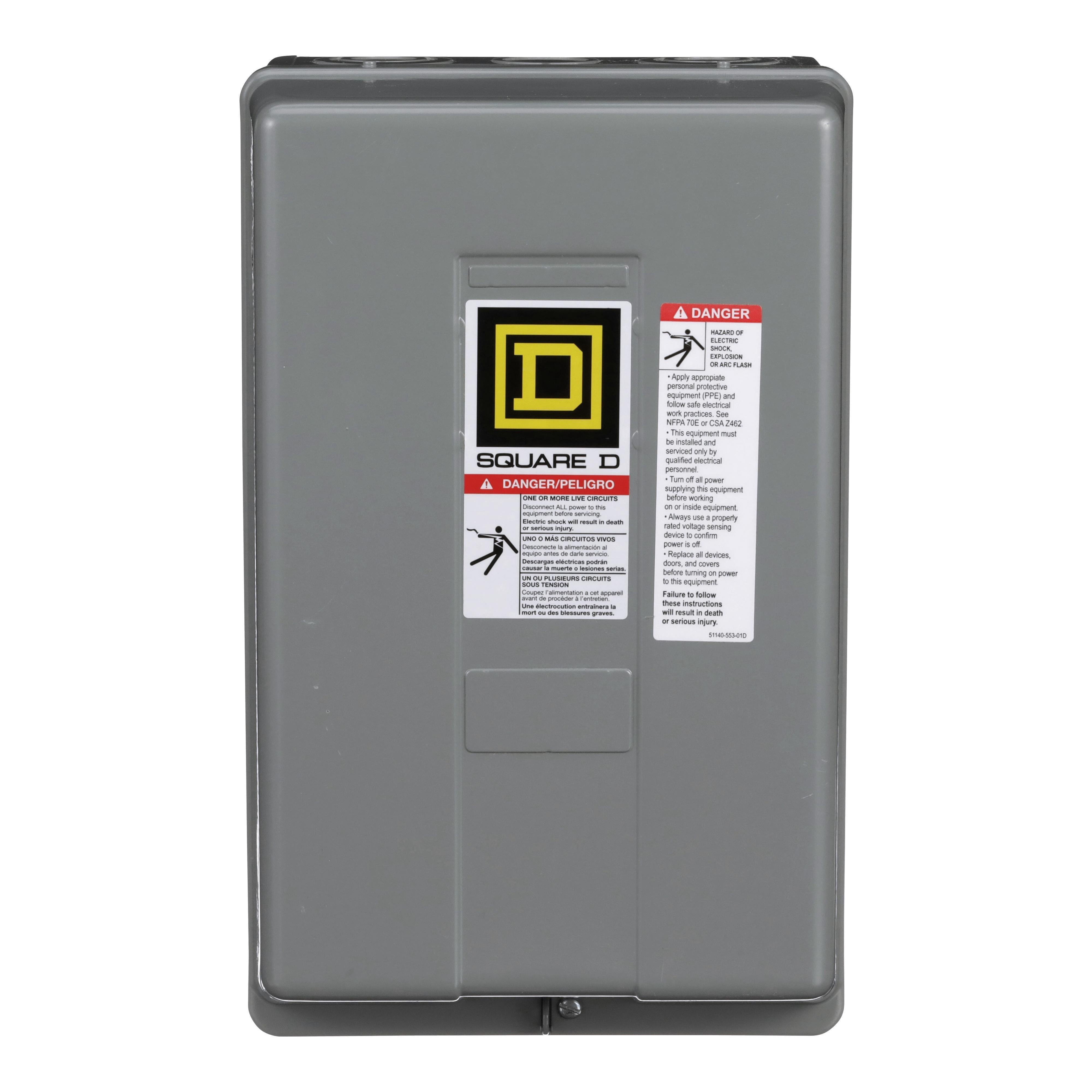 Picture of 8903SPG2V02 - Contactor, Type S, multipole lighting, electrically held, 60A, 3 pole, 110/120VAC 50/60Hz coil, NEMA 1 [TAA]