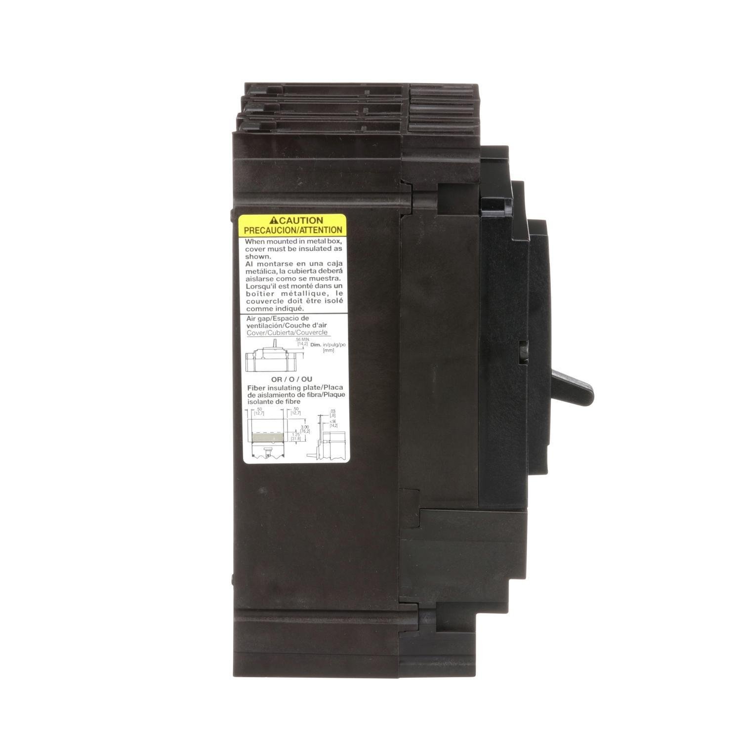 Picture of HDL36080 - Circuit breaker, PowerPacT H, 80A, 3 pole, 600VAC, 14kA, lugs, thermal magnetic, 80%