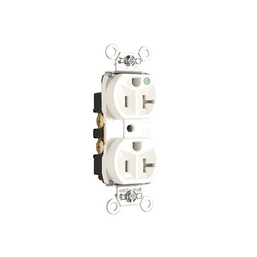 Picture of TR8300HI - 20A 125V Hospital-Grade Tamper-Resistant Compact Duplex Receptacle, Back and Side Wire, Ivory