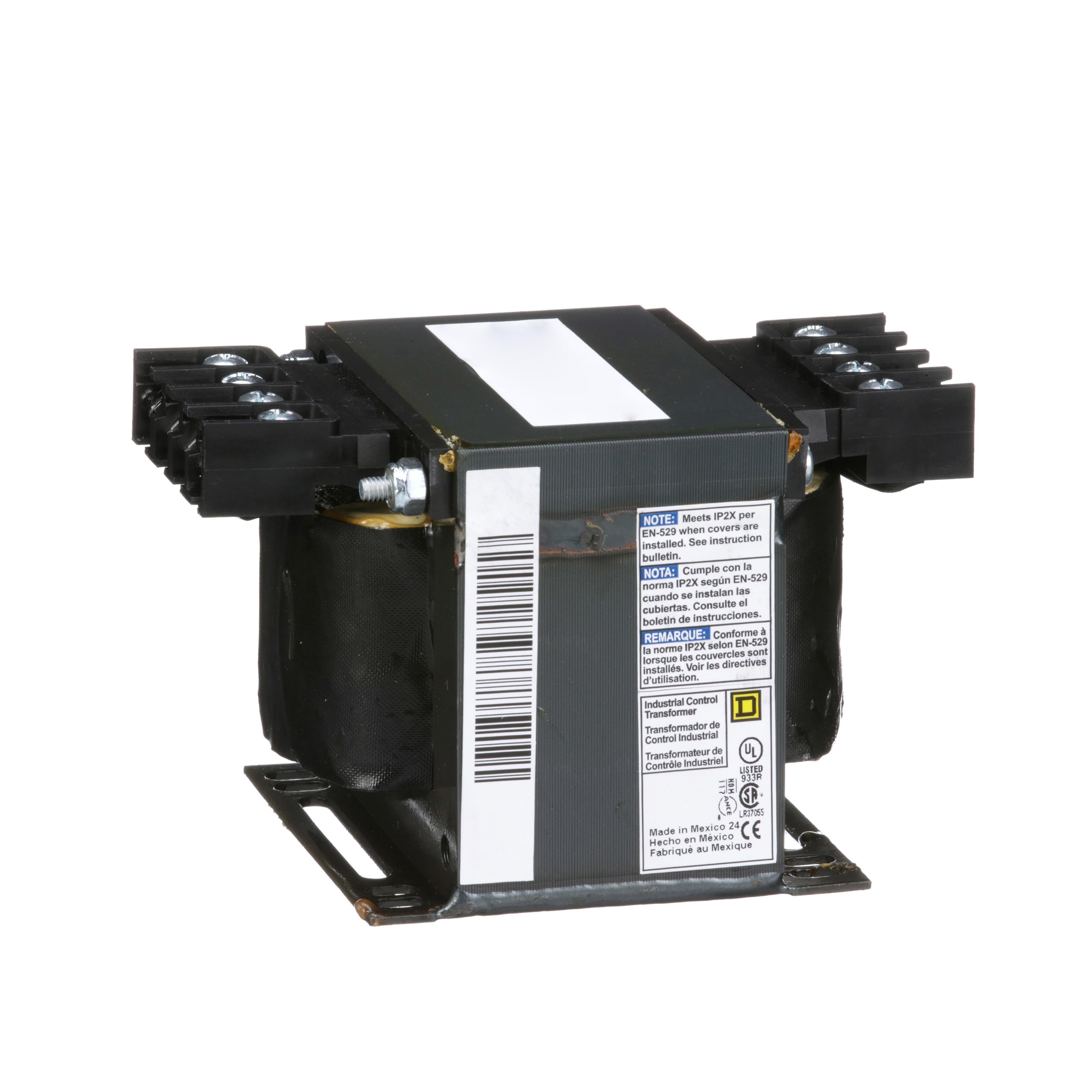 Picture of 9070T250D5 - Transformer, Type T, industrial control, 250VA, 1 phase, 600V primary, 120V secondary, 80C rise