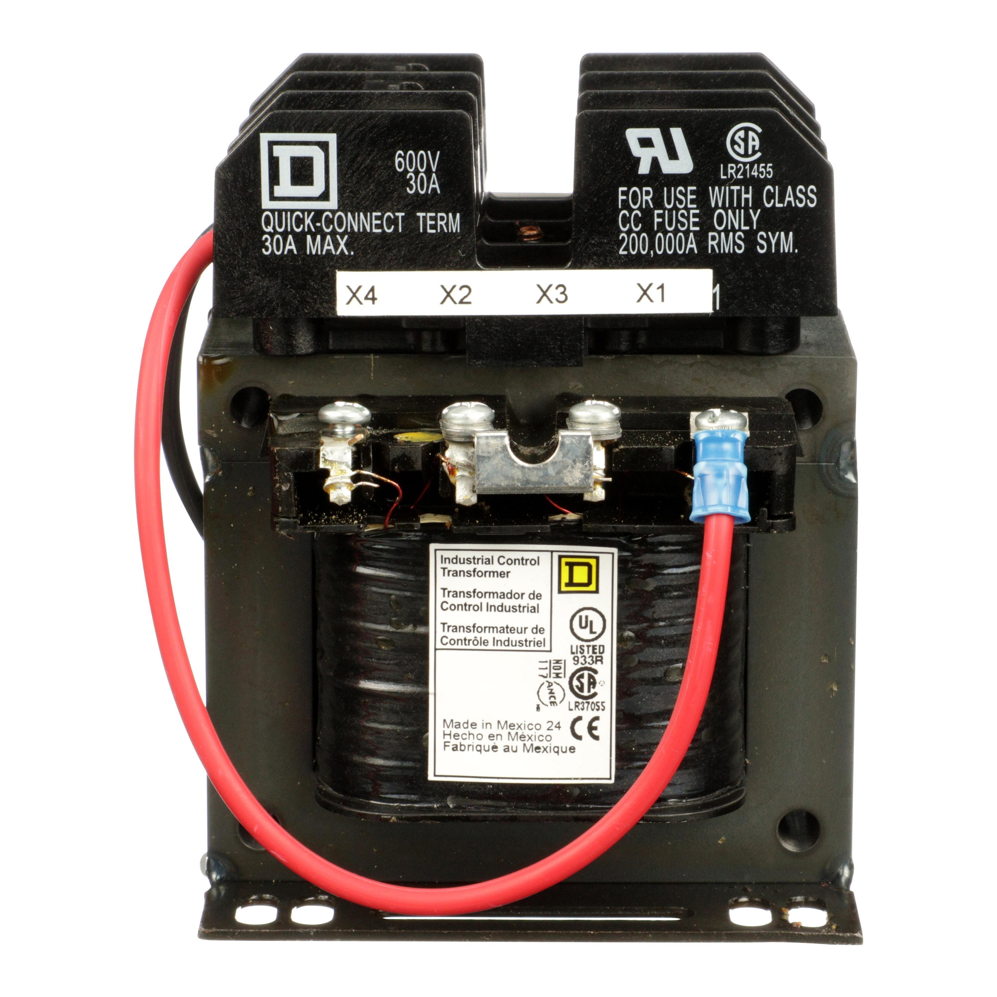 9070TF100D33 - Industrial control transformer, Type TF, 1 phase, 100VA, 380/400/415V primary, 115/230V secondary, 50/60Hz