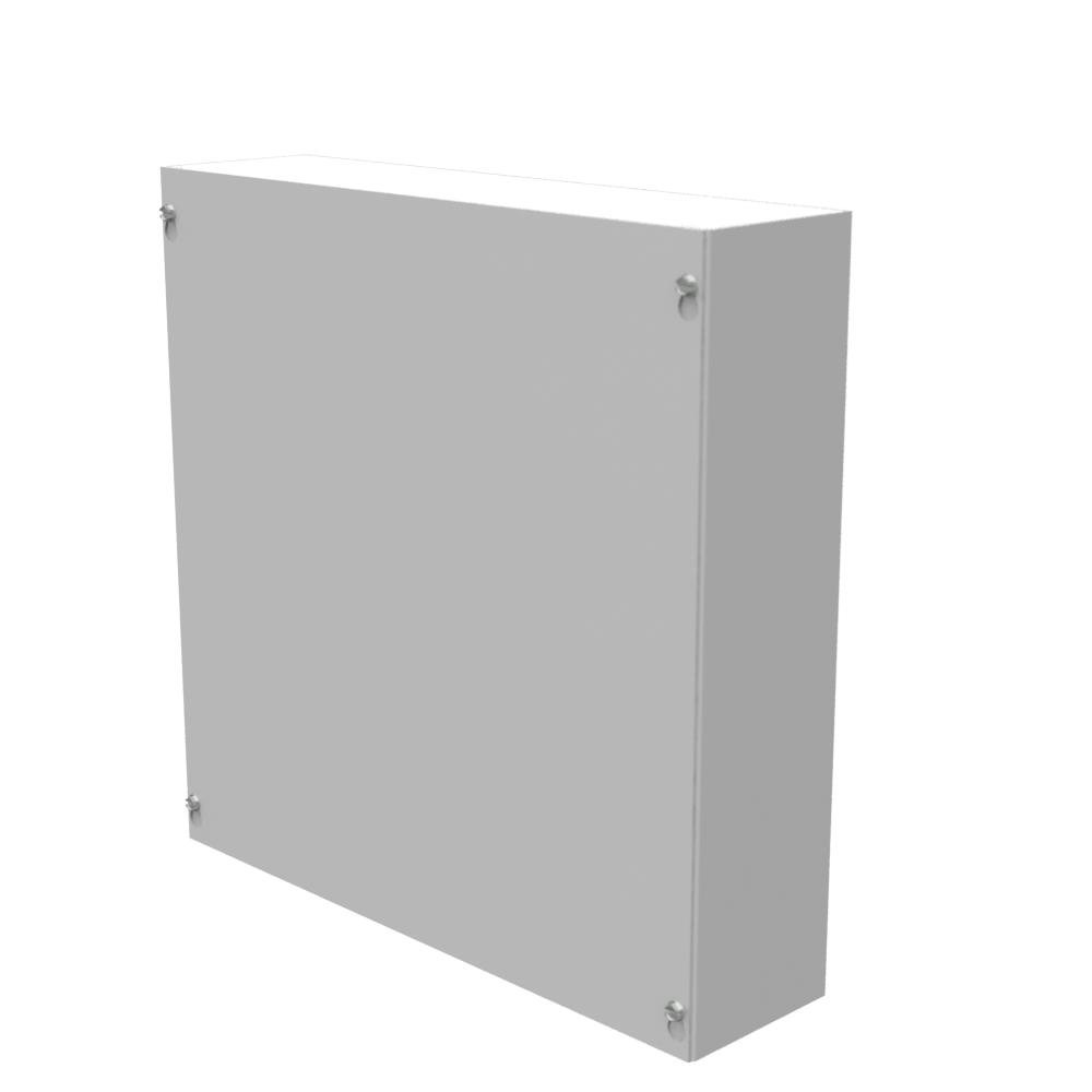 Picture of 16164-SC1-NK - 16x4X16 Screw Cover Type 1 UL Listed Steel No Knockouts ANSI 61 Gray Cover With Teardrop Slots Mounting Holes In Back