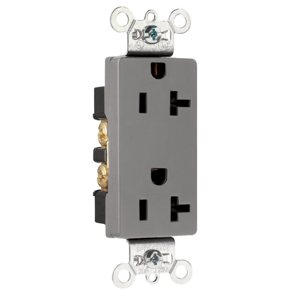 26352-GRY - 20A 125V Heavy Duty Specification Grade Decorator Duplex Receptacle, Gray