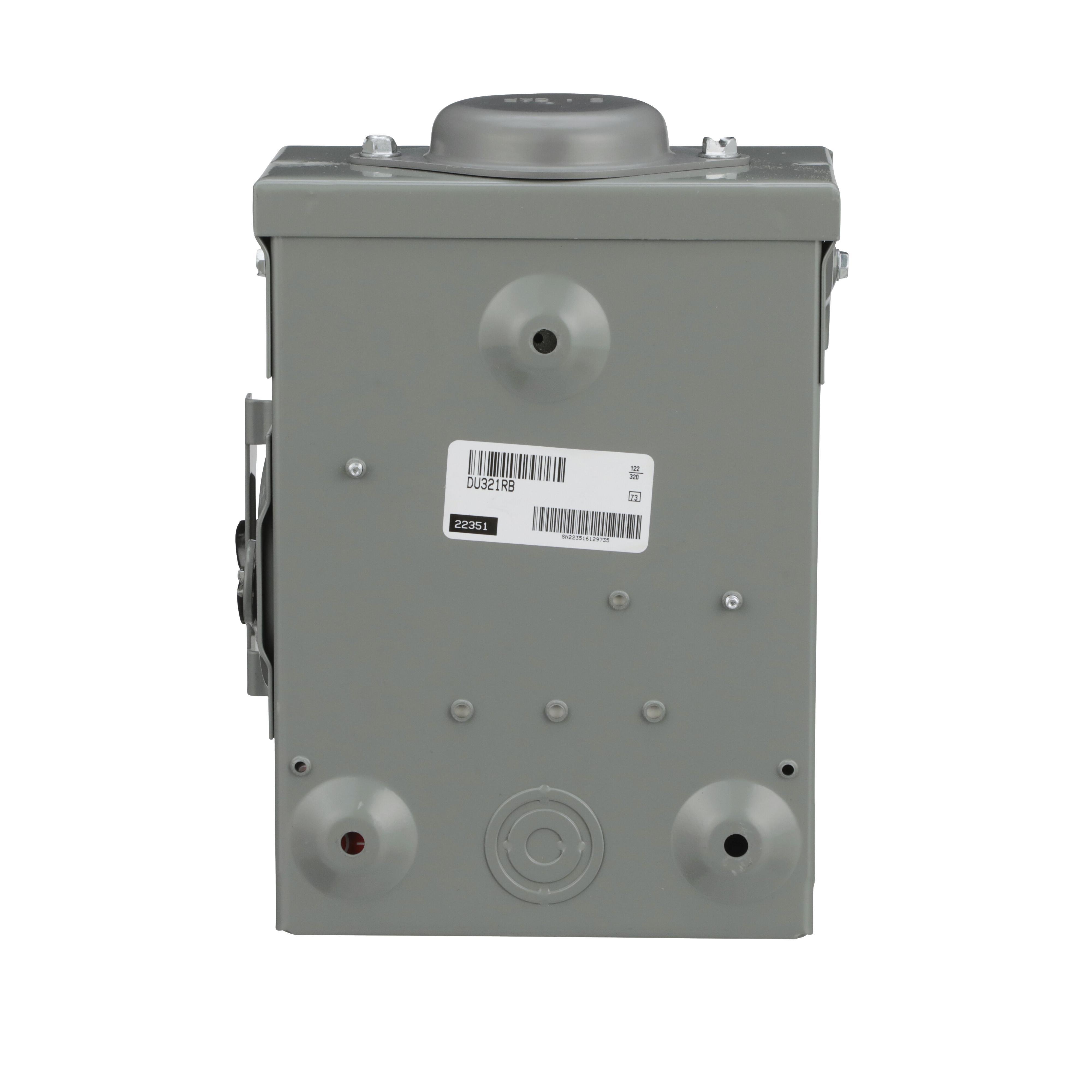 Picture of DU321RB - Safety switch, general duty, non fusible, 30A, 3 pole, 7.5hp, 240VAC, NEMA 3R, bolt on provision