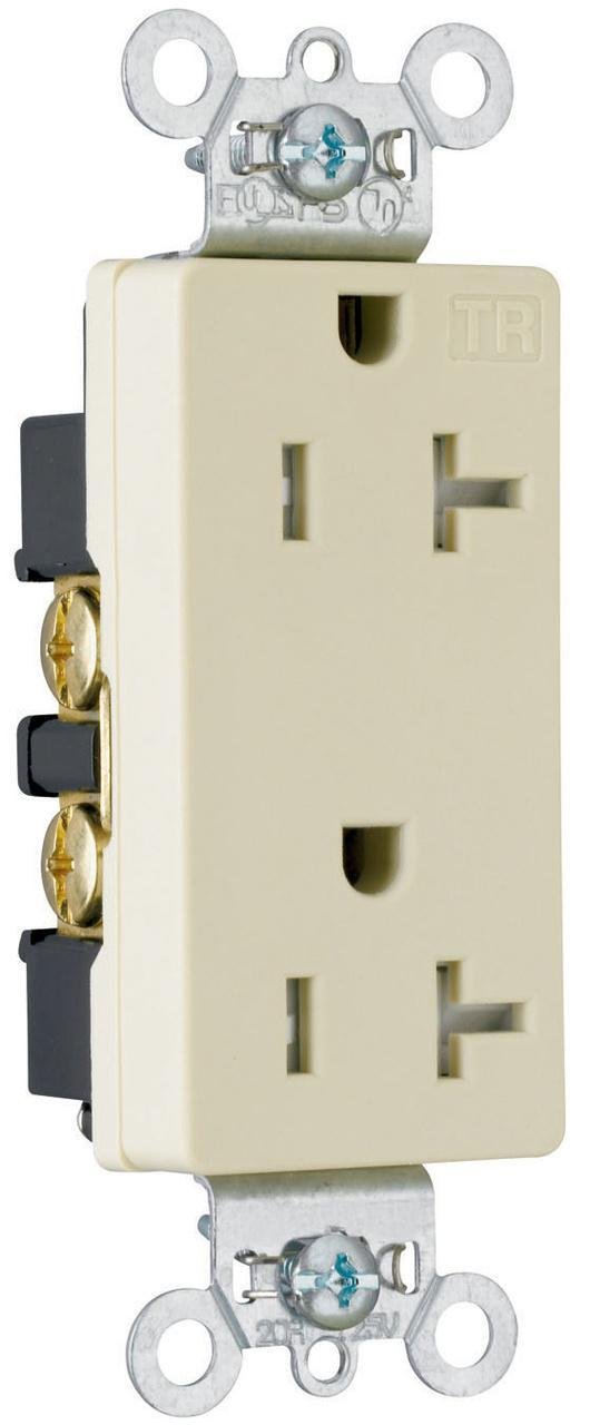 Picture of TR26362-I - 20A 125V Heavy Duty Spec-Grade Tamper-Resistant Decorator Duplex Receptacle, Back and Side Wire, Ivory