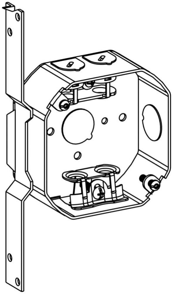 4RB-MC-FB - 1-1/2" DEEP, 4" (4O) WELDED OCTAGON STEEL BOX WITH MC CLAMPS AND FB BRACKET