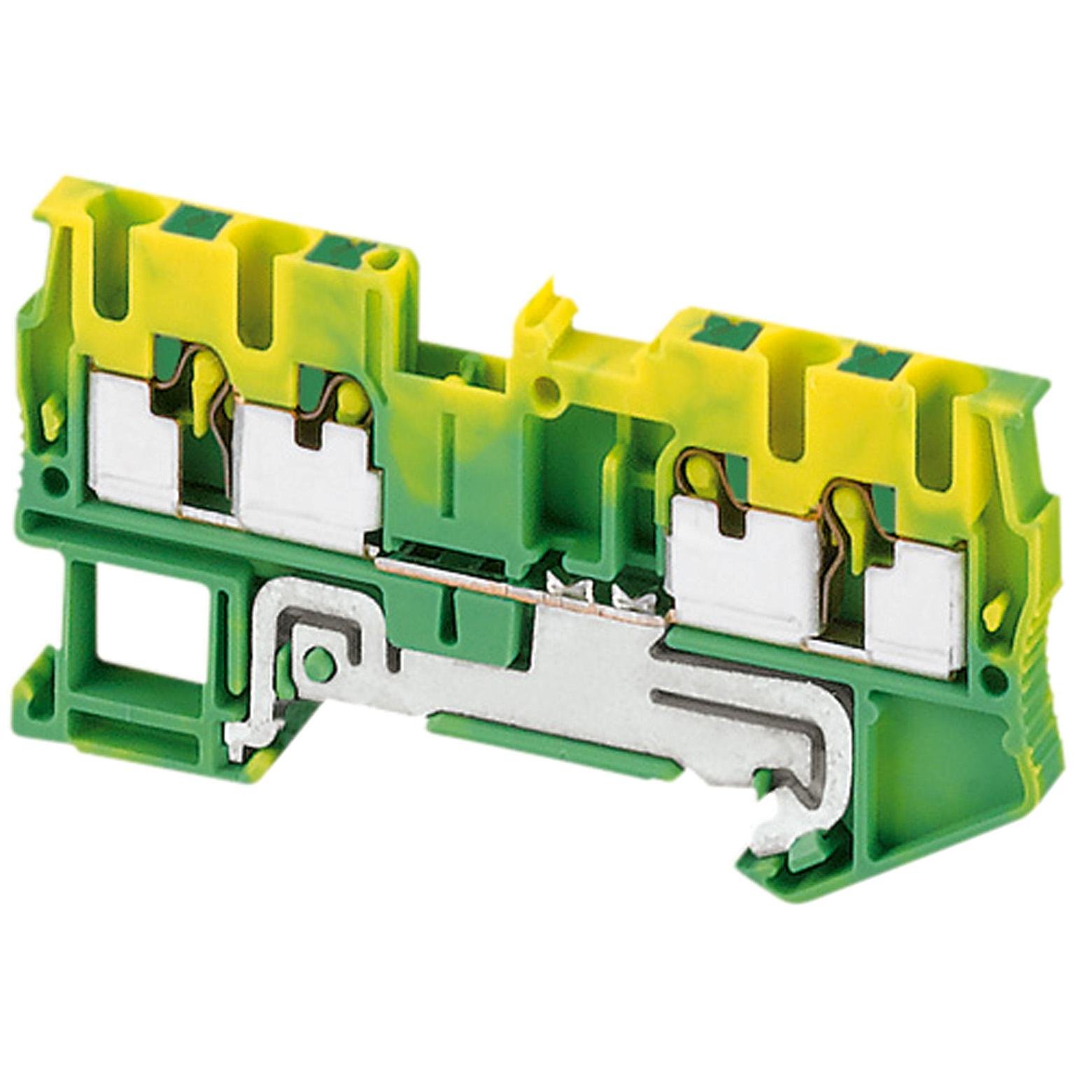 Picture of NSYTRP24PE - Terminal block, Linergy TR, push-in type, 4 points, 2.5mm², protective earth, green-yellow, set of 50