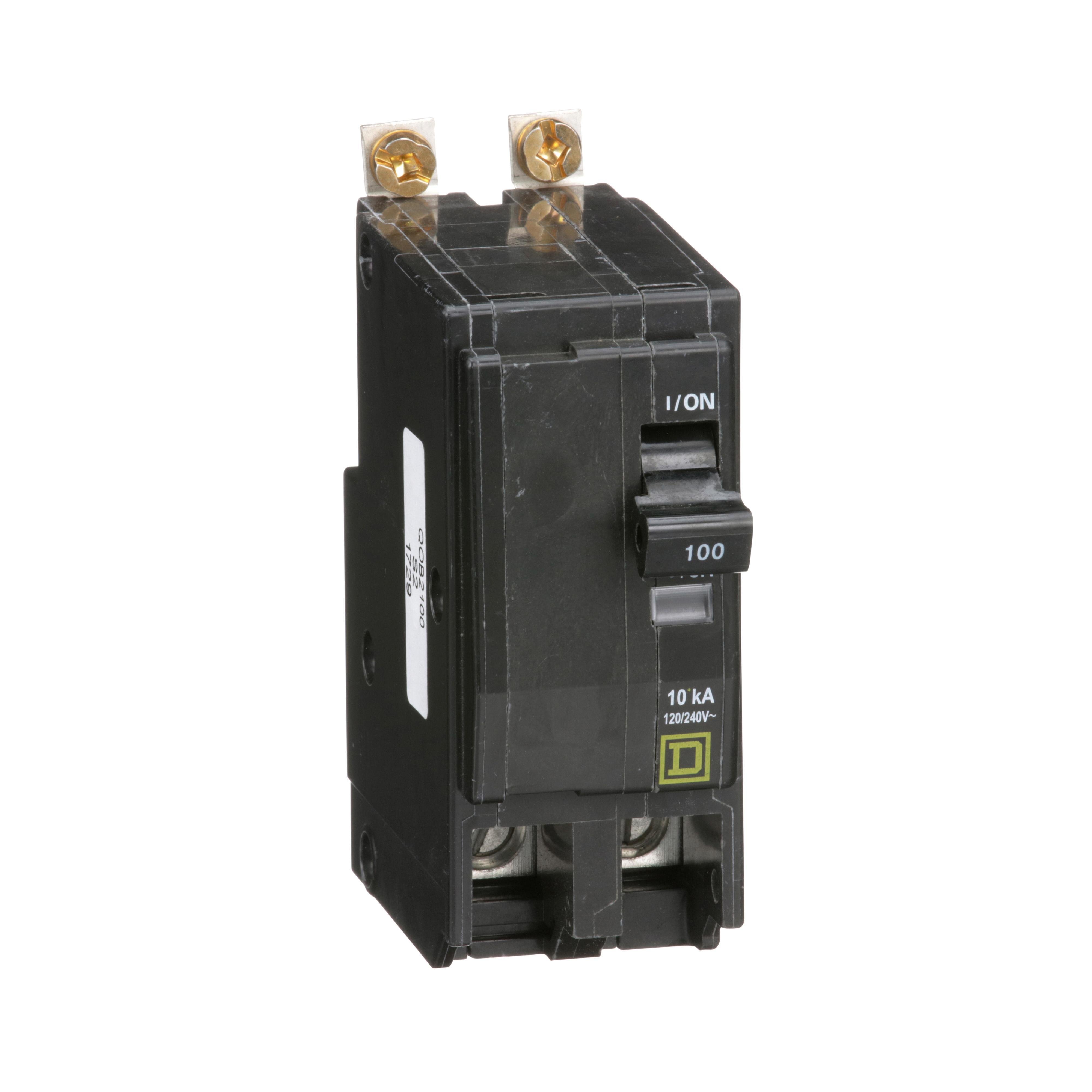 Picture of QOB2100 - Mini circuit breaker, QO, 100A, 2 pole, 120/240VAC, 10kA, bolt on