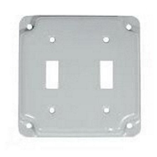 11410 - 4" Raised Square Cover, 2 Toggle Switches