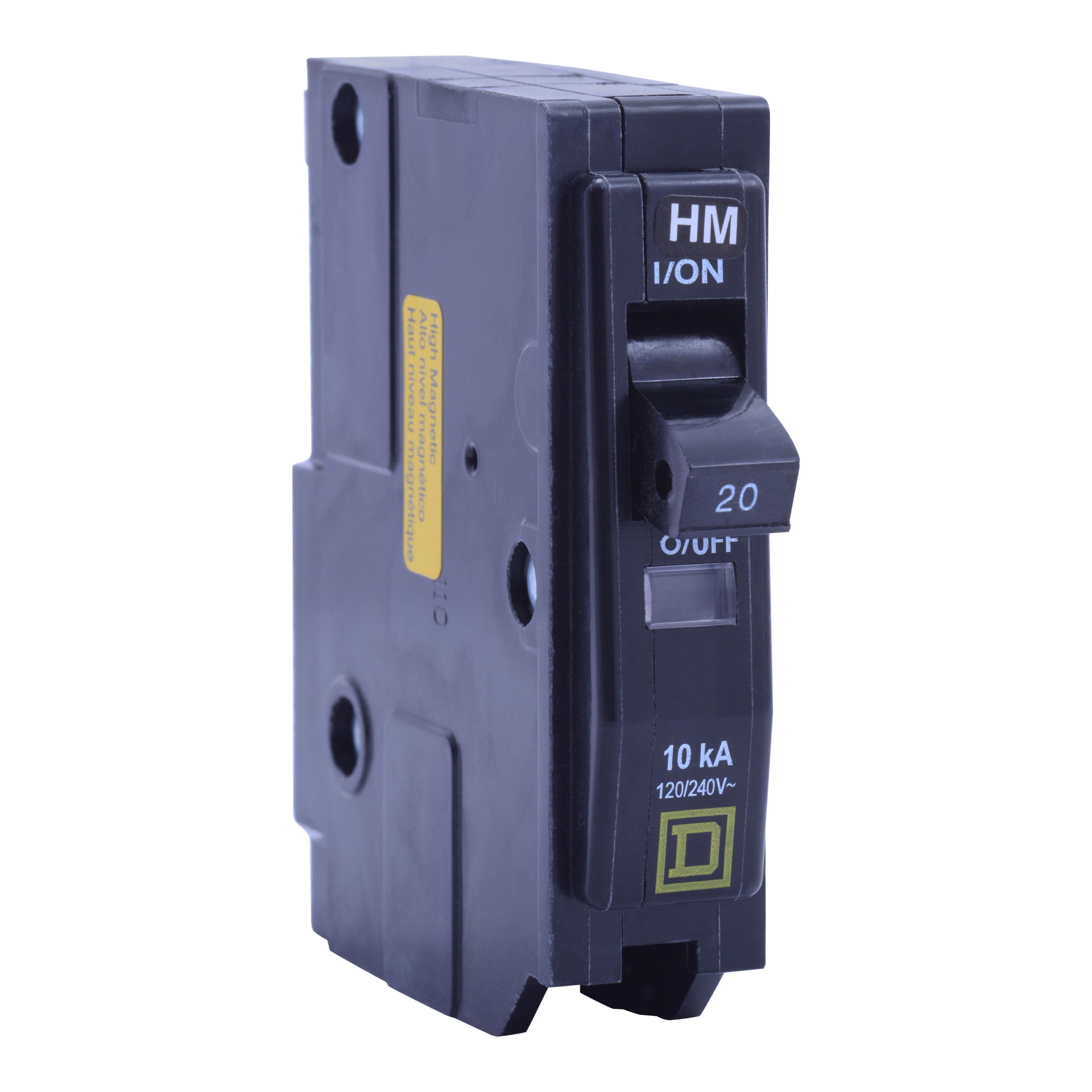 QO1205264 - Mini circuit breaker, QO, 20A, 1 pole, 120/240VAC, 10kA, plug in, high magnetic, qty 10