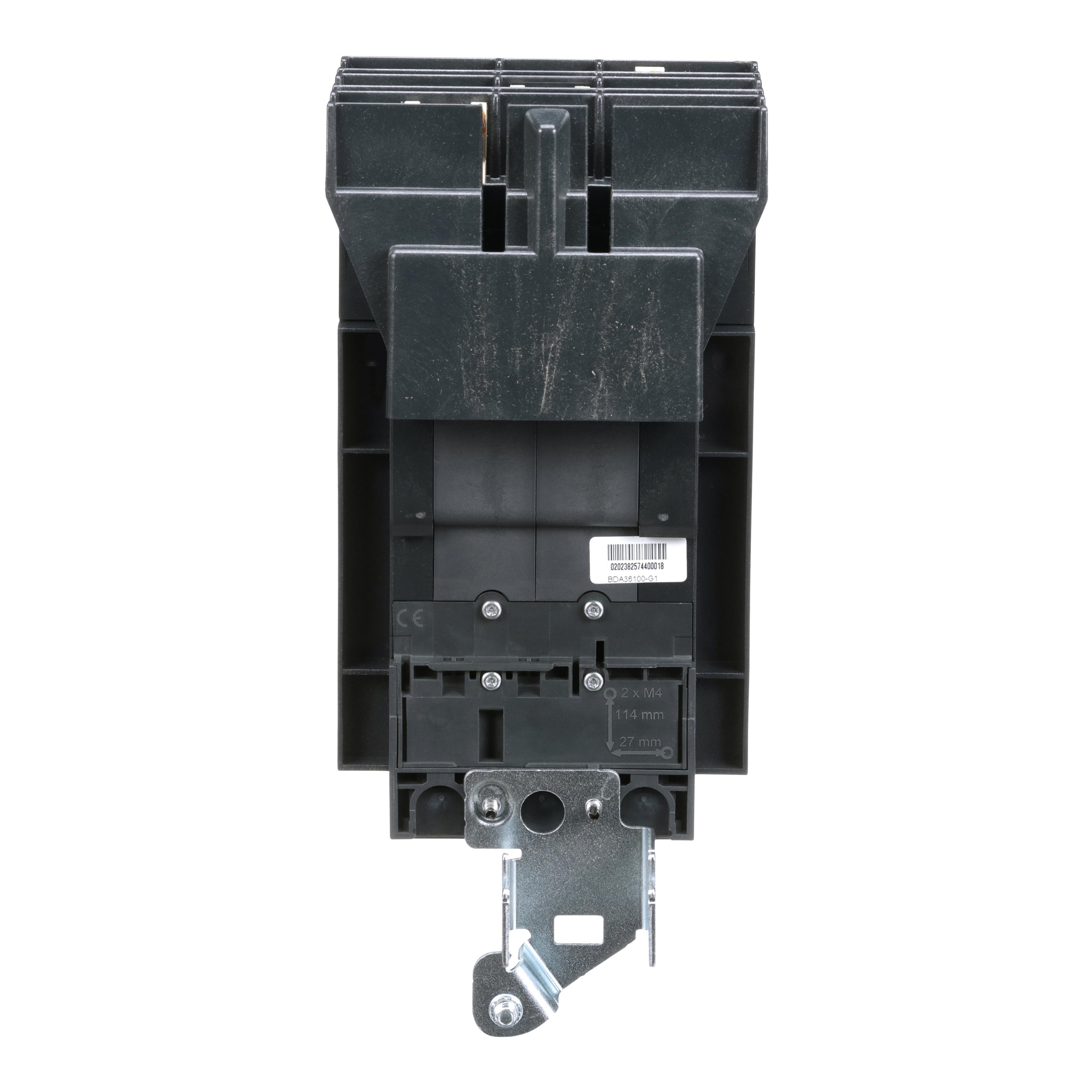Picture of BDA36100 - Circuit breaker, PowerPacT B, 100A, 3 pole, 600Y/347VAC, 14kA, I-Line, thermal magnetic, 80%, ABC