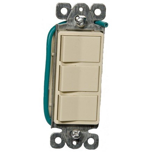 Commercial Grade Decorative Triple Rocker Switch Ivory 15A-120/277V