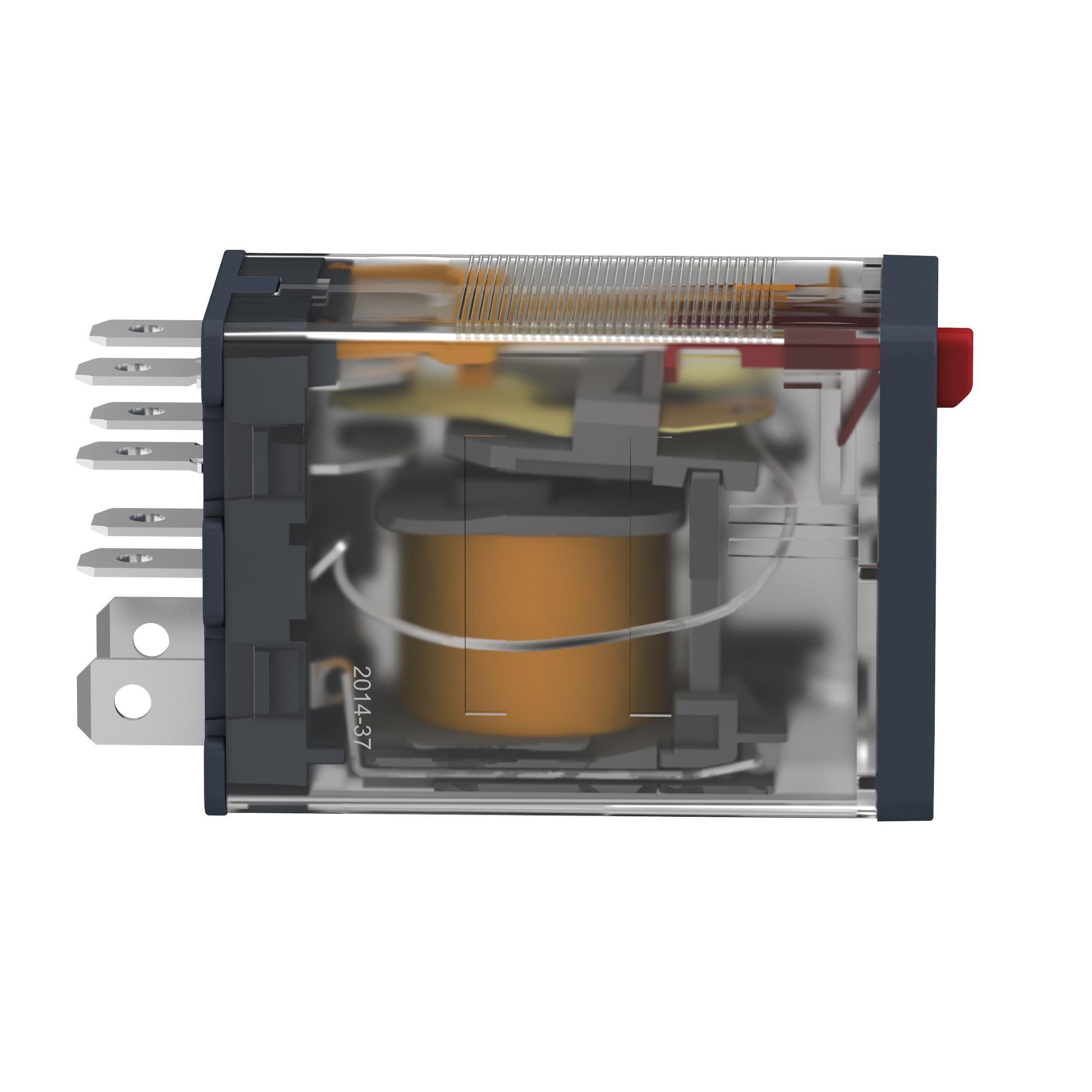 Picture of RPM21B7 - plug-in relay, Harmony electromechanical relays, 15A, 2CO, lockable test button, 24V AC