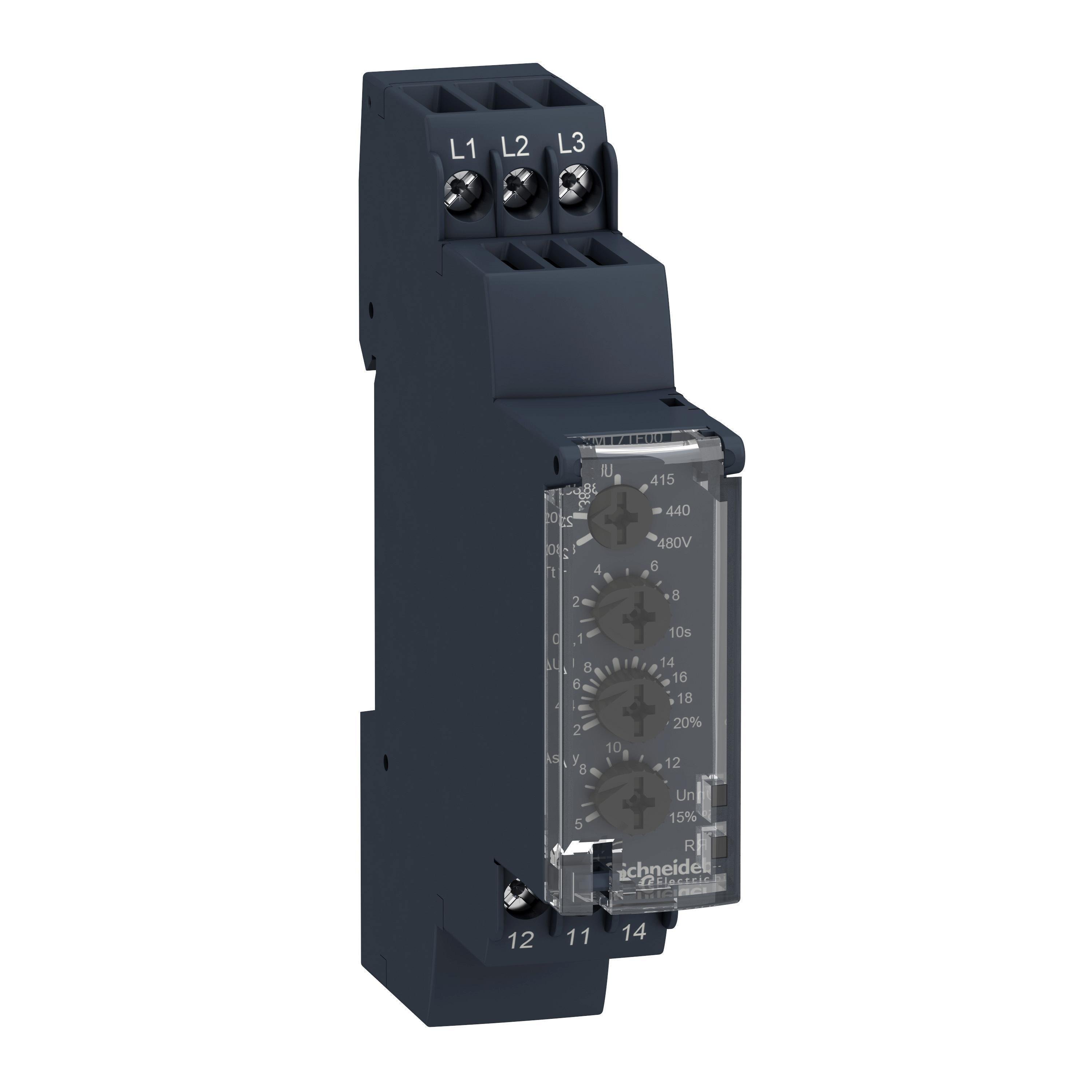 Picture of RM17TE00 - Harmony, 3 phase supply control relay, range 208 to 480 VAC, sequence, phase failure, phase imbalance, voltage