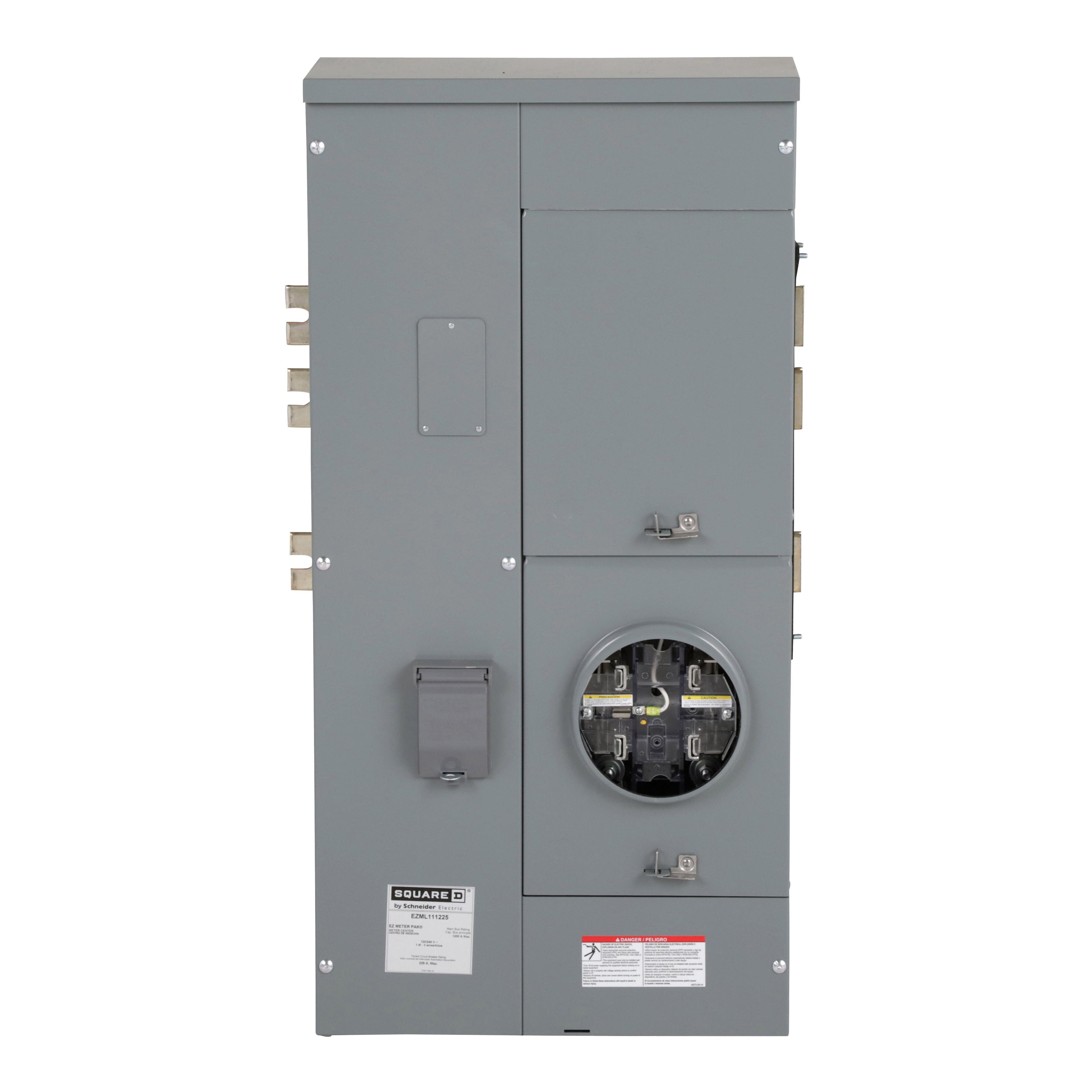 Picture of EZML111225 - Branch unit, EZ Meter-Pak, 225A, 1 x 5 jaw socket, 120/240VAC, lever bypass, ringless, 1200A Al/Cu busbar