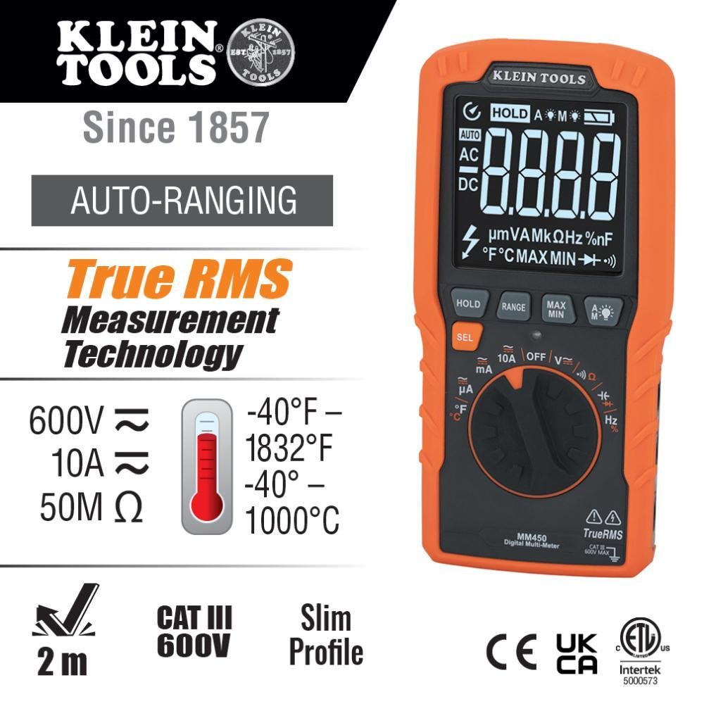 Picture of MM450 - Slim Digital Multimeter, TRMS Auto-Ranging, 600V, Temp