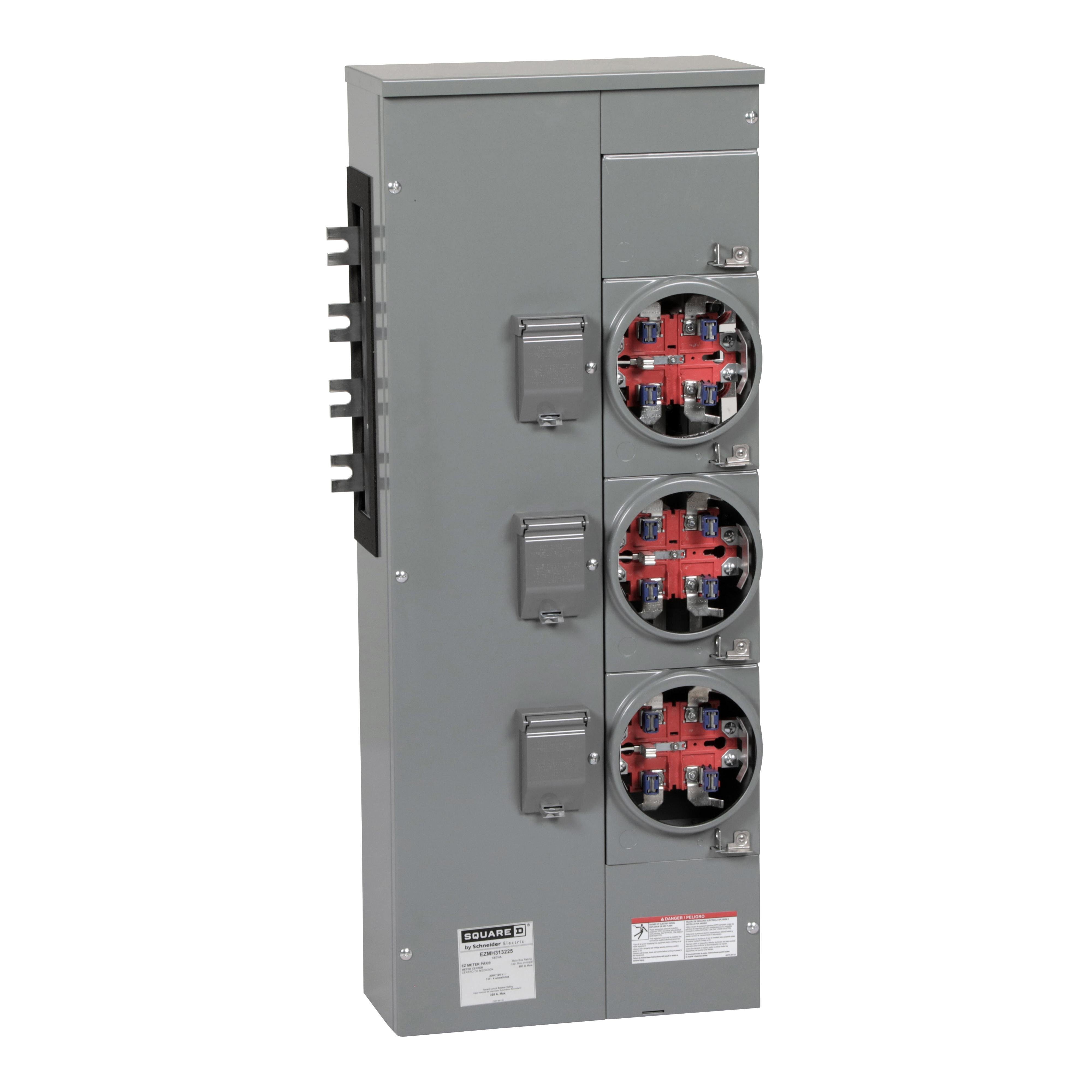 Picture of EZMH313225 - Branch unit, EZ Meter-Pak, 225A, 3 x 5 jaw sockets, 208Y/120VAC, horn bypass, ringless, 800A Al busbar