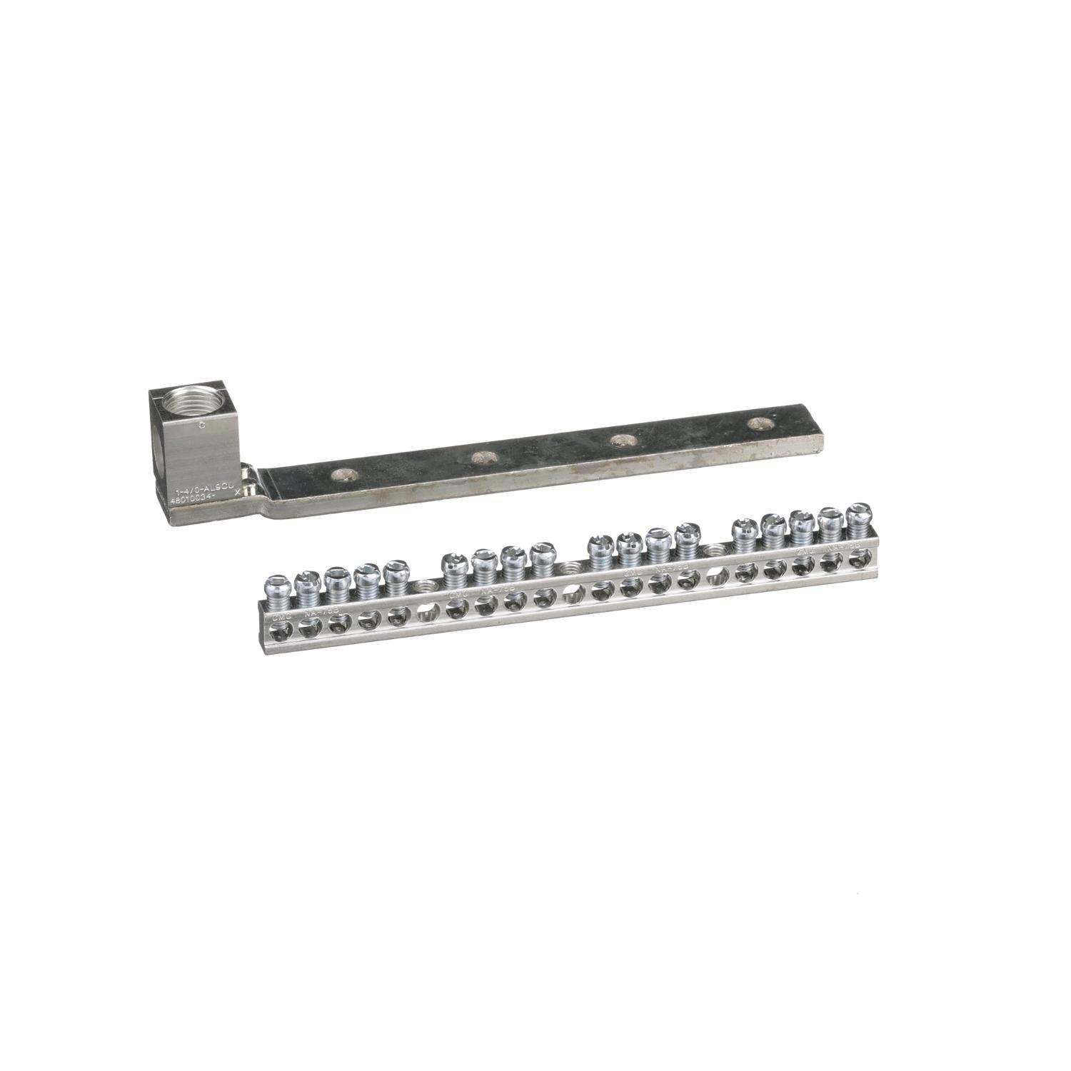 PK18GTAL - Load center accessory, QO/Homeline, ground bar kit, 18 terminals, with AWG 1-4/0 lug in aluminum or copper