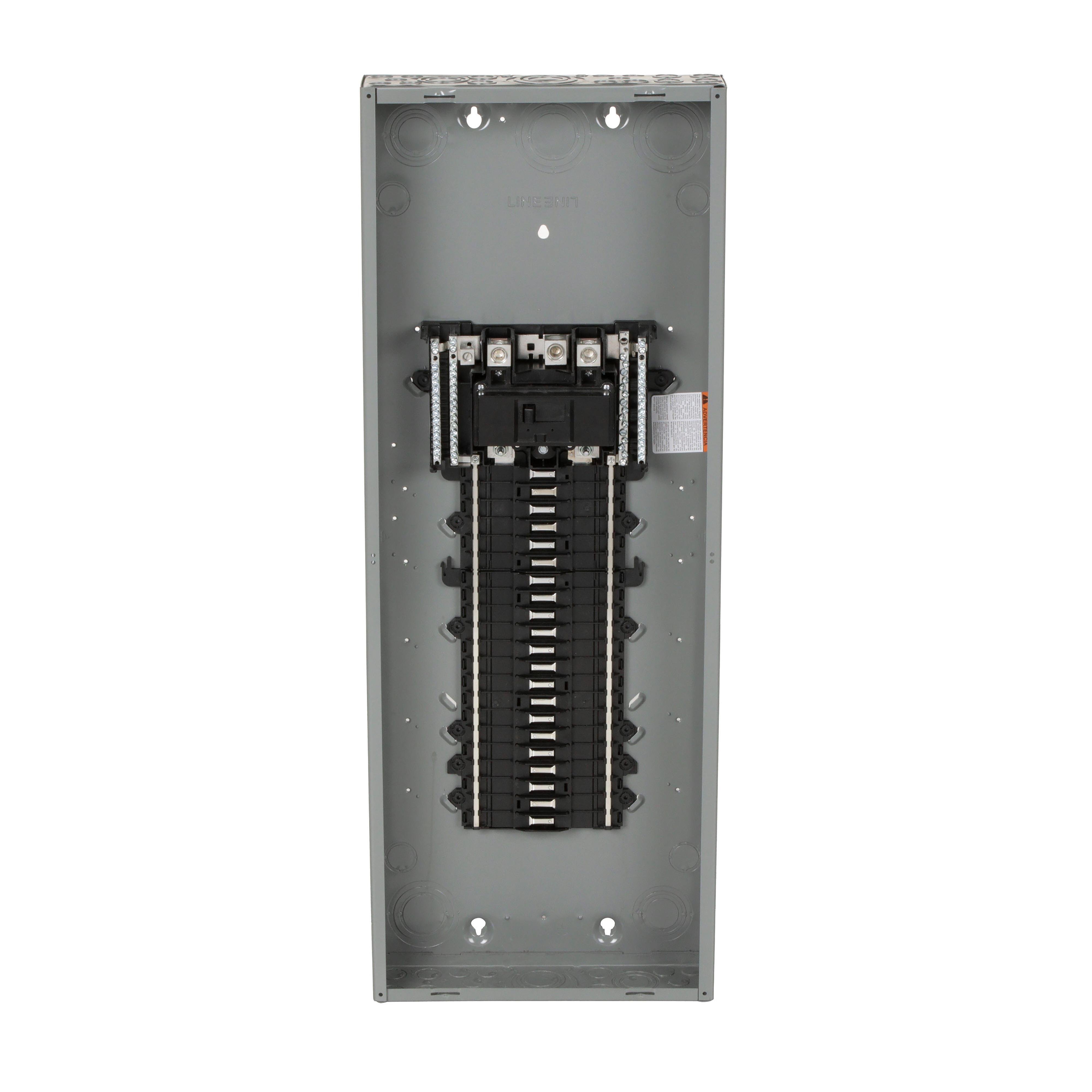 Picture of QO142M200PCVP - Load center, QO, 1 phase, 42 spaces, 52 circuits, 200A convertible main breaker, PoN, NEMA1, combo cover, value pack