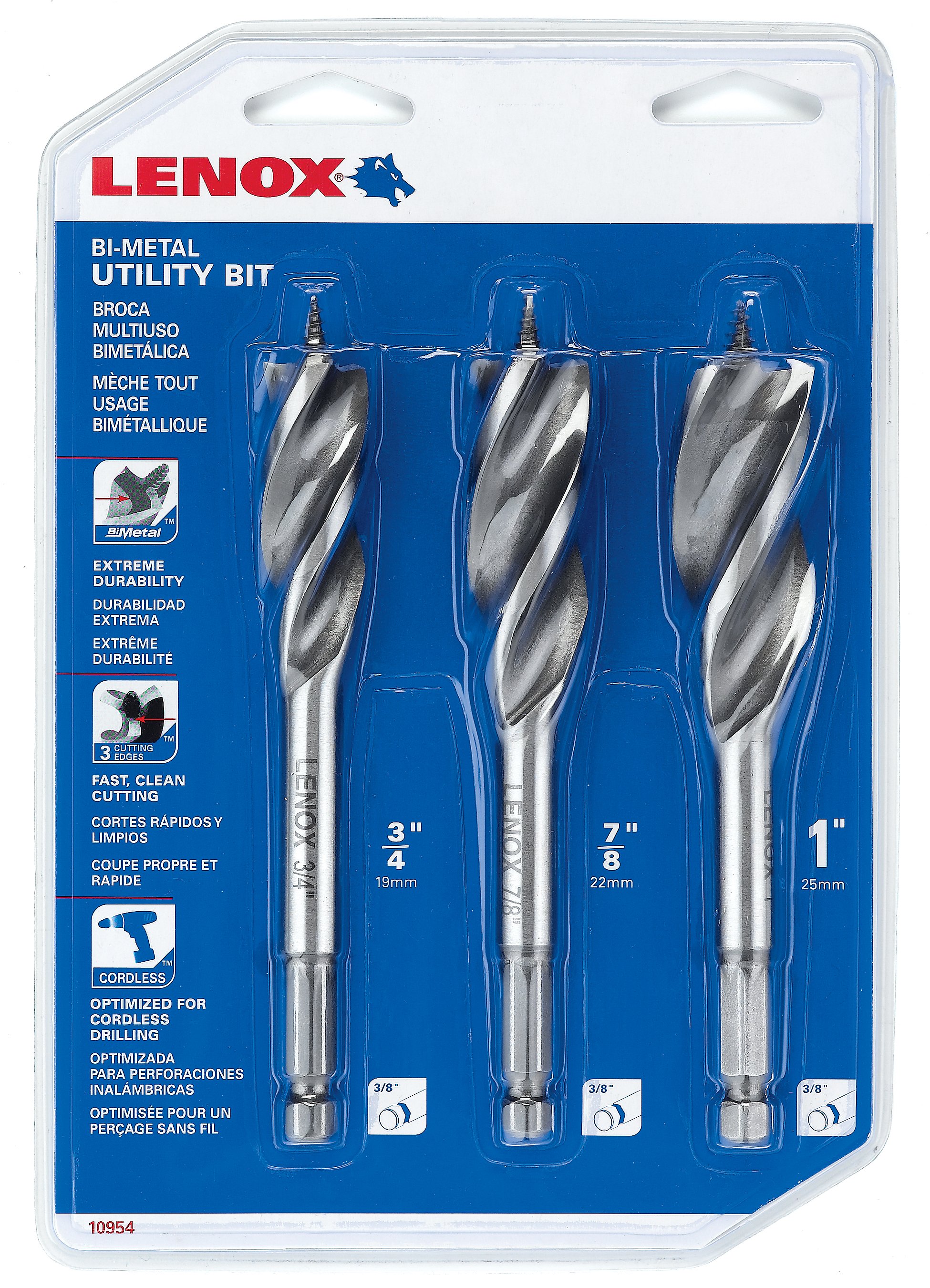 10954300S - LENOX 10954-300S General Bi-Metal Utility Bit Kit, 3-Piece