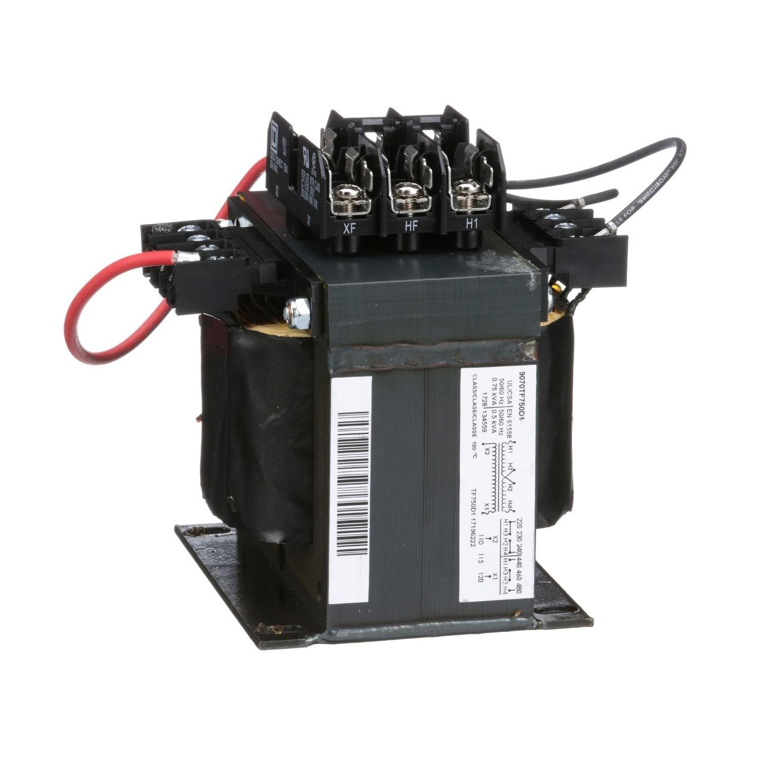 Picture of 9070TF750D1 - Industrial control transformer, Type TF, 1 phase, 750VA, 240x480V primary, 120V secondary, 50/60Hz