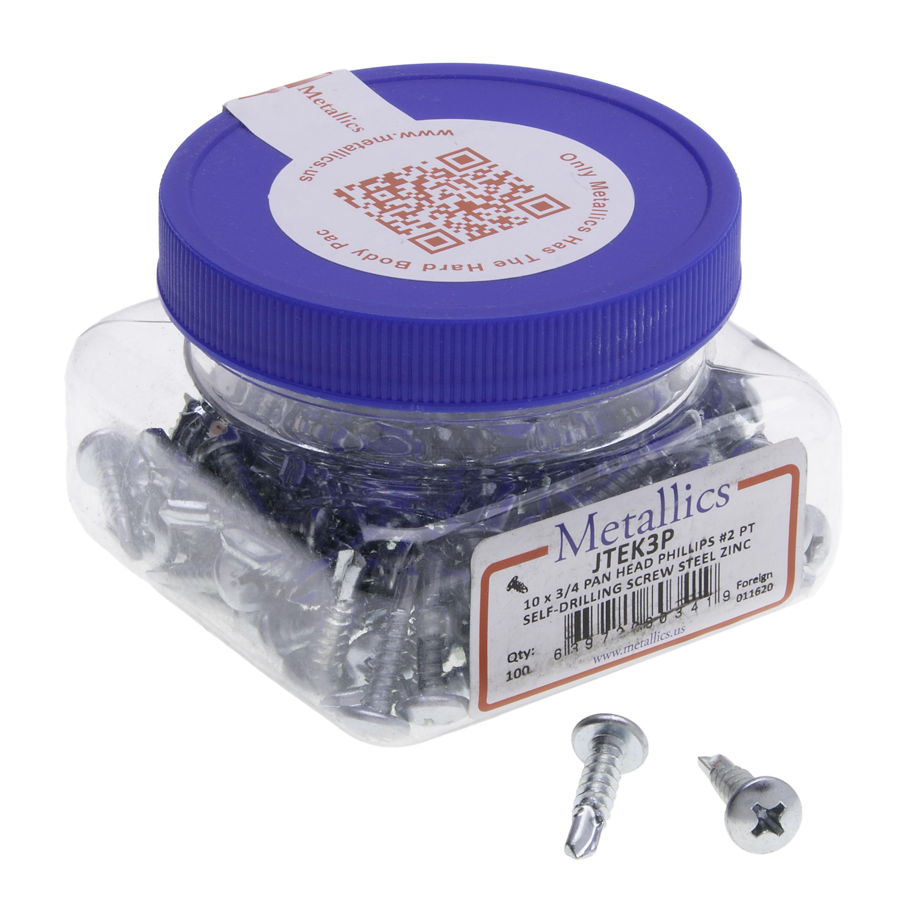 Picture of JTEK3P - 10 x 3/4 in. Pan Head Phillips Self-Drilling & Tapping Screws - #2 Drill Point - Steel Zinc - 100qty