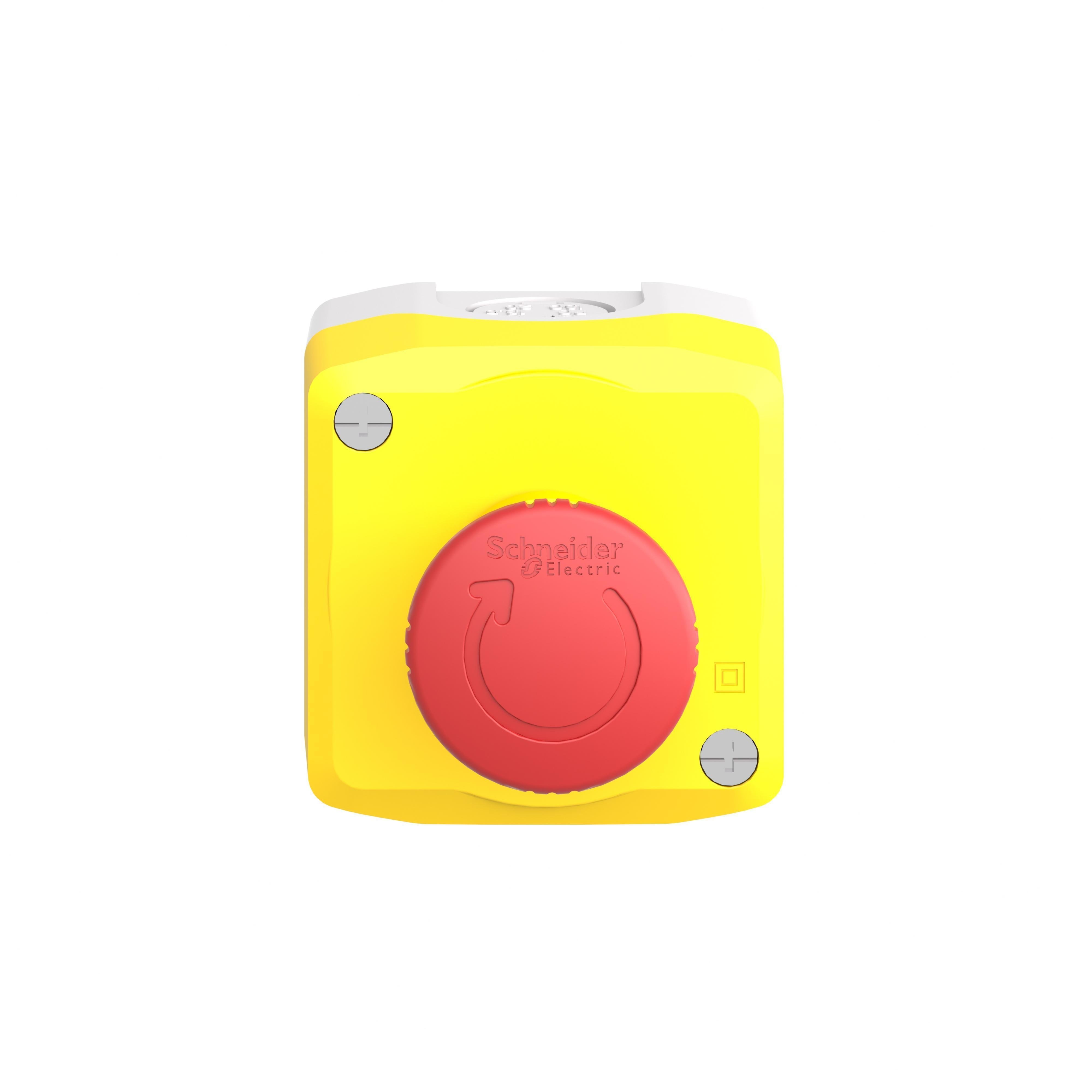 XALACS1 - 22mm push button, Harmony, yellow control station, trigger action emergency stop, 40mm red mushroom, 1 NC, NEMA 13