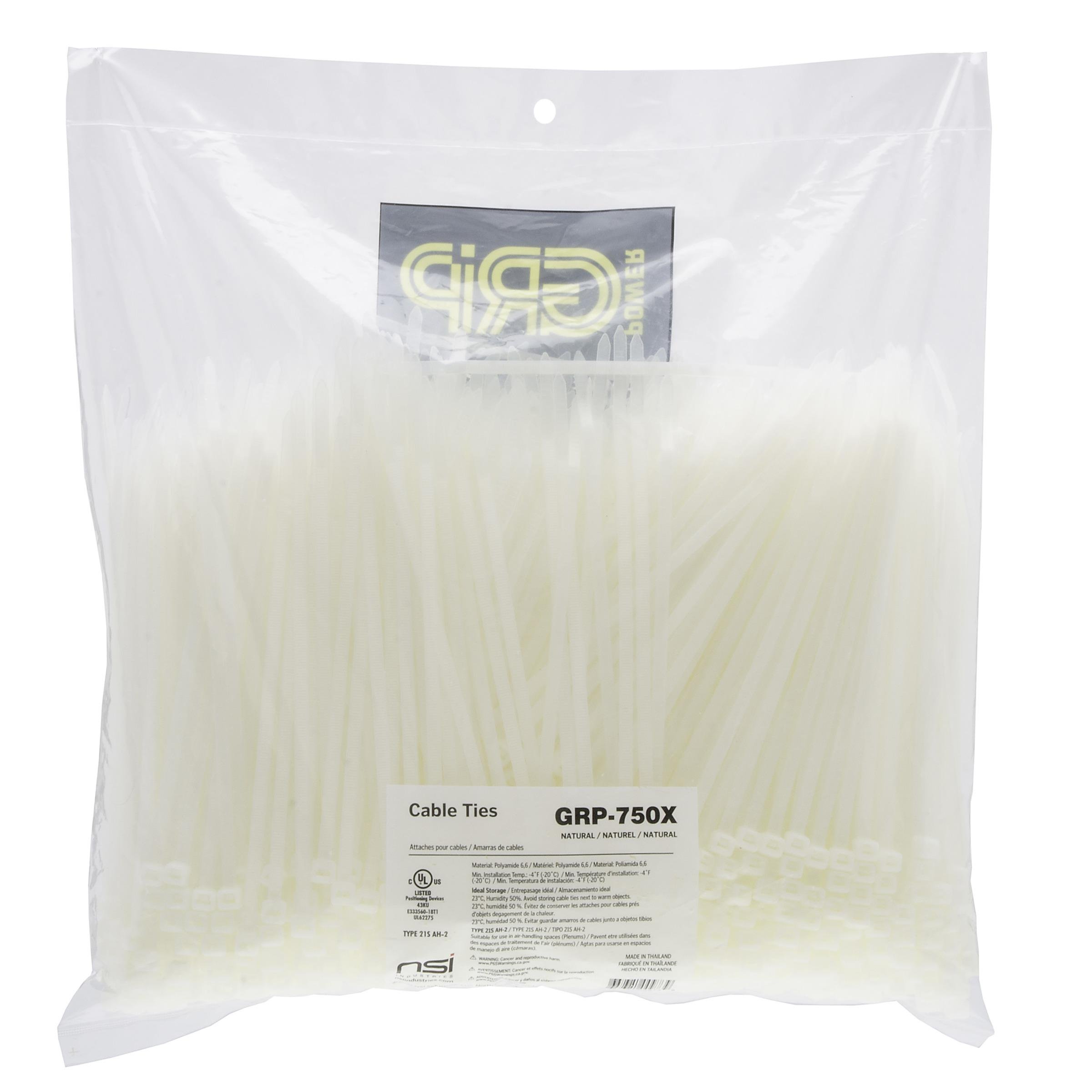 Picture of GRP-750X - 7”, Natural General Purpose 50lb Cable Ties, 1000 Bulk Pack