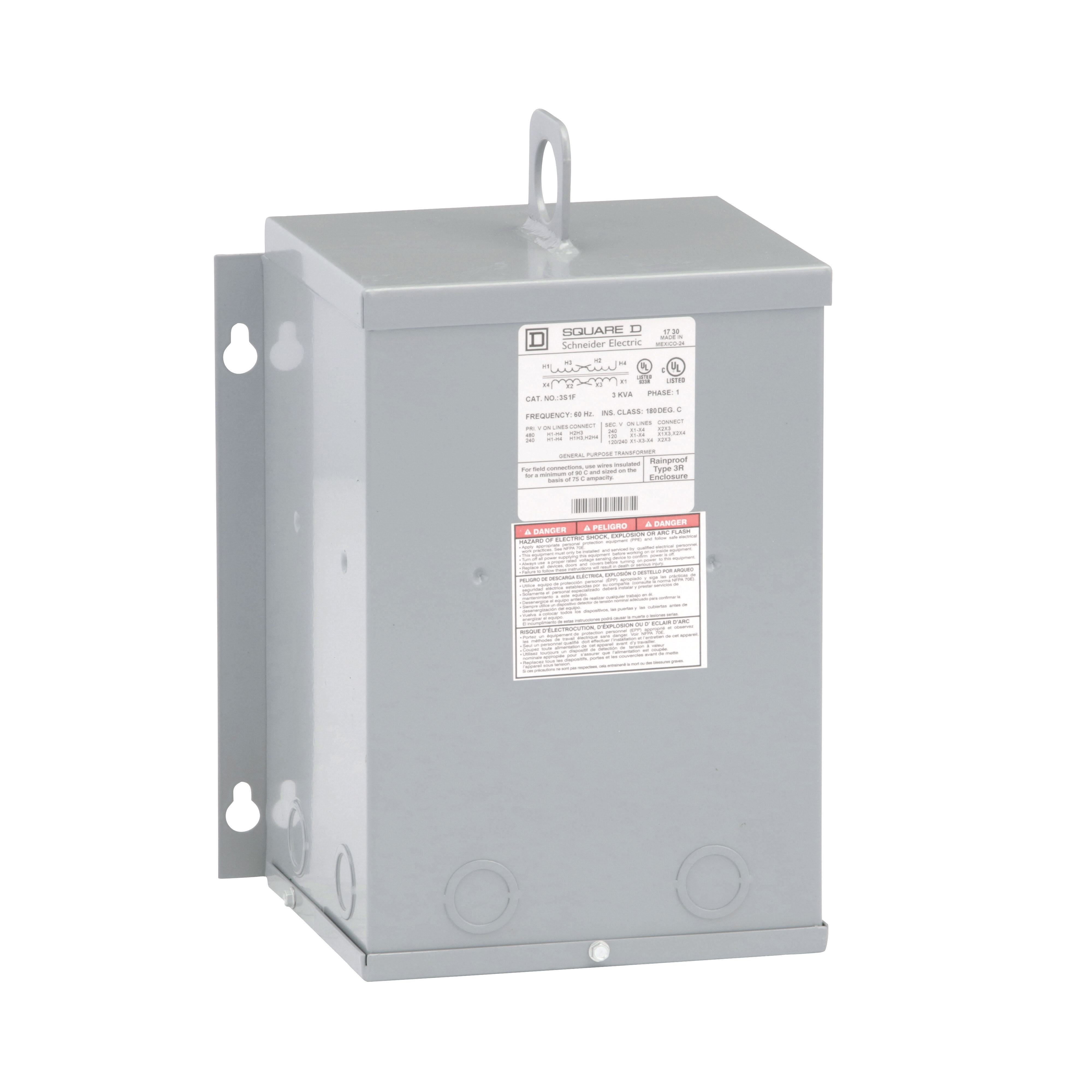 3S1F - [TAA] Transformer, dry type, encapsulated, 3kVA, 1 phase, 240x480V primary, 120/240V secondary, 10A, 115C rise