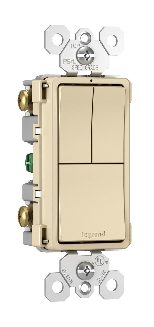 Picture of RCD113I - radiant® Two Single-Pole Switches and Single Pole/3-Way Switch, Ivory