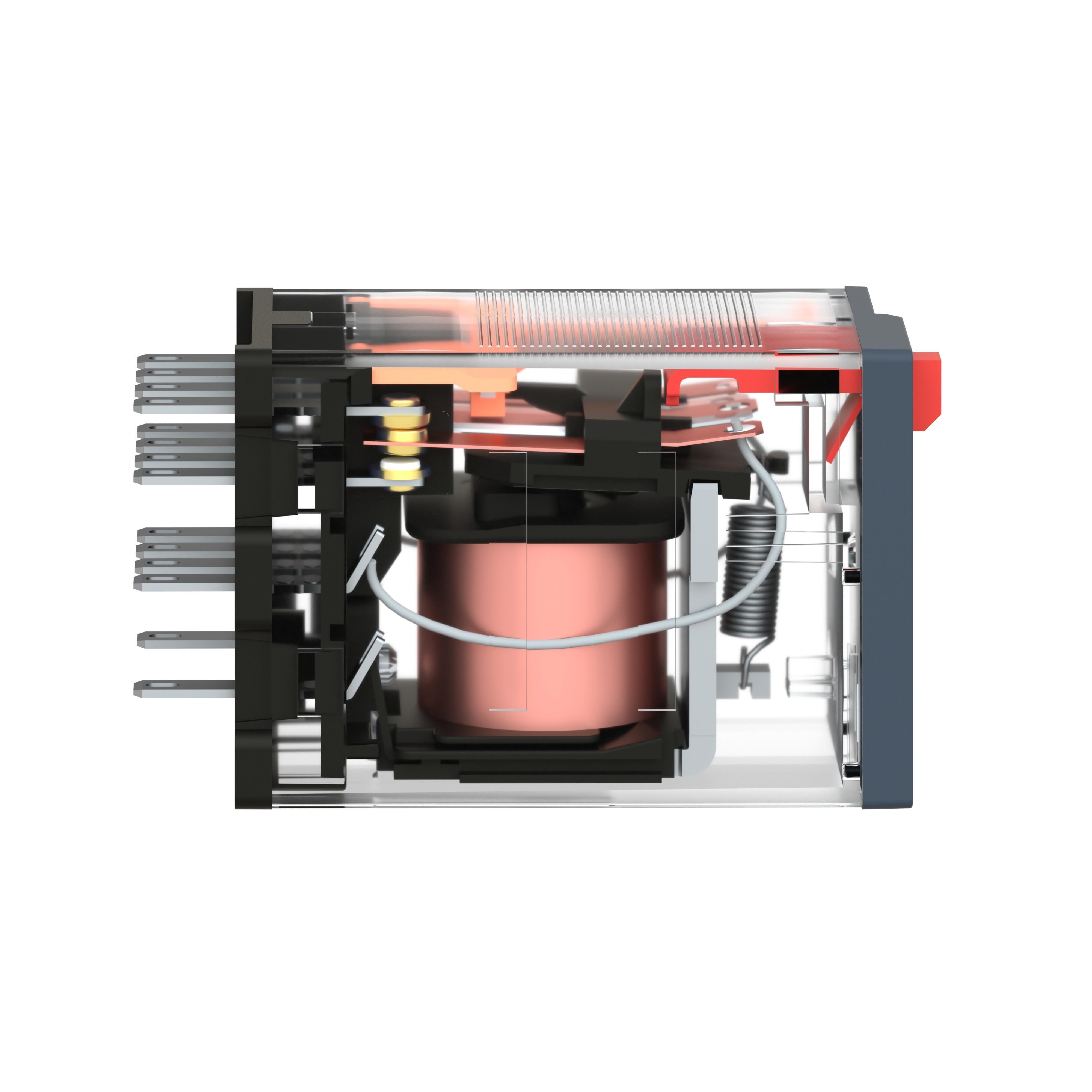 Picture of RXM4AB1F7 - miniature plug in relay, Harmony Electromechanical Relays, 6A, 4CO, lockable test but to n, 120V AC