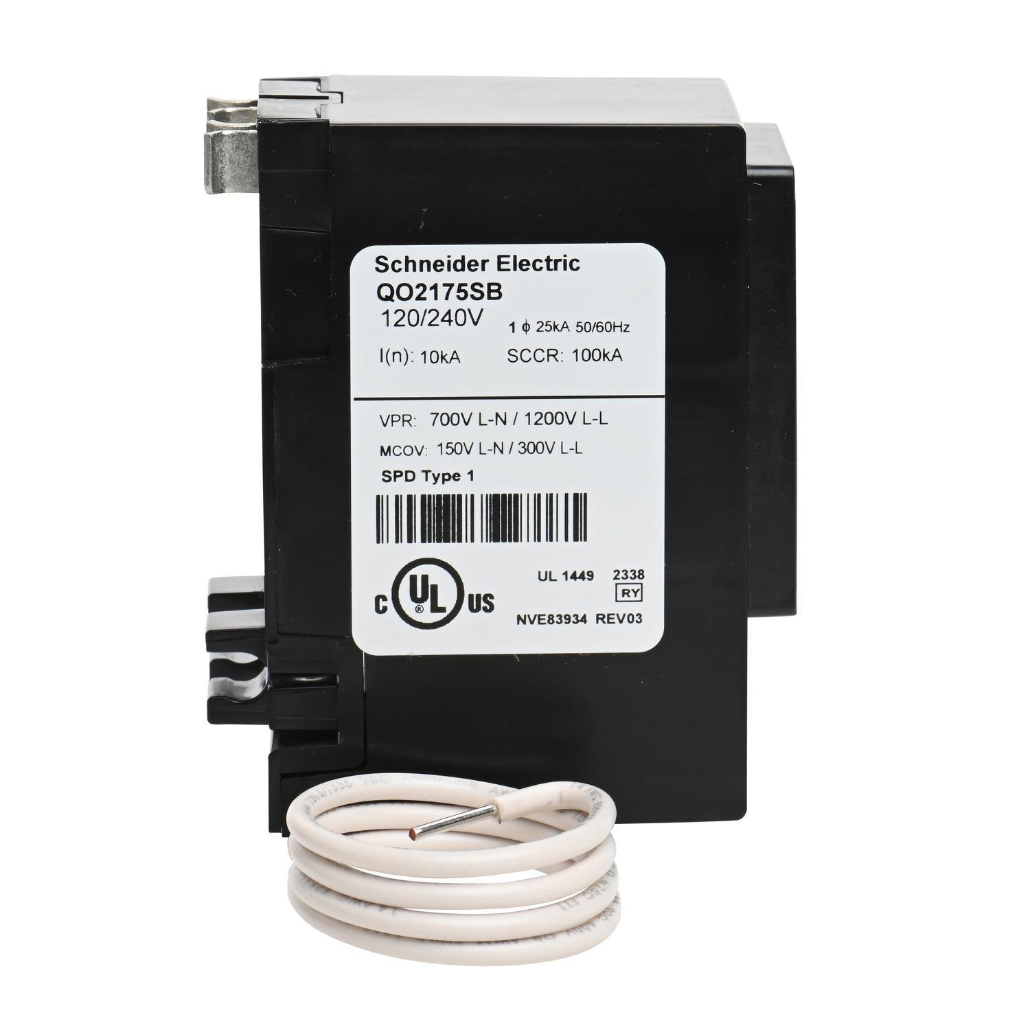 Picture of QO2175SB - Surge protection device, Surgebreaker, 25kA, 120/240 VAC, 1 phase, 3 wire, SPD type 1