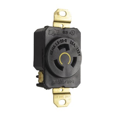 L520-RR - Turnlok® 3-Wire 20A 125V Receptacle RED