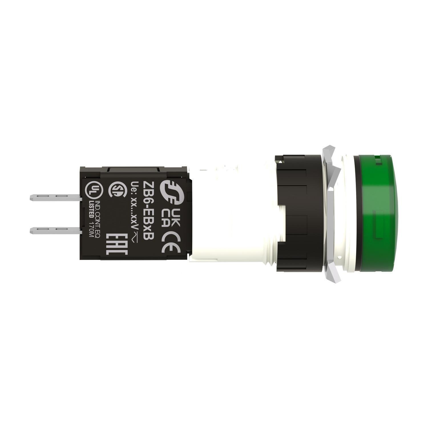 Picture of XB6AV3BB - Complete pilot light, Harmony XB6, round green, plastic, 16mm, integral LED 12...24V