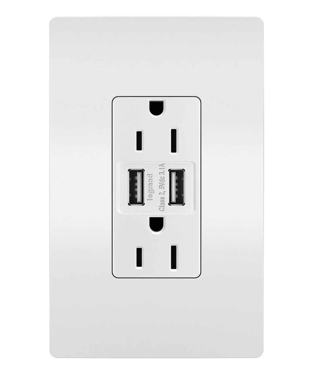 Picture of TM826USBW - radiant® 15A Tamper-Resistant USB Outlet, White