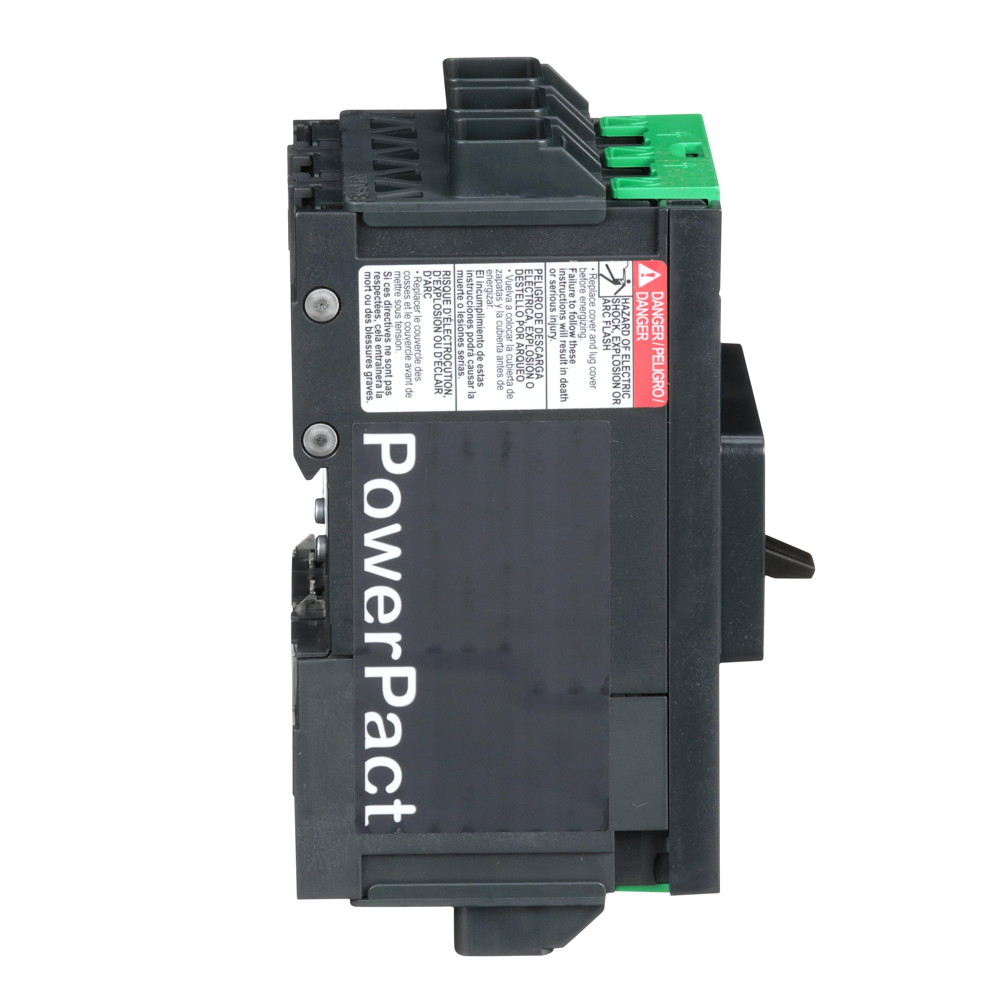 Picture of BDL36110 - Circuit breaker, PowerPacT B, 110A, 3 pole, 600Y/347VAC, 14kA, lugs, thermal magnetic, 80%