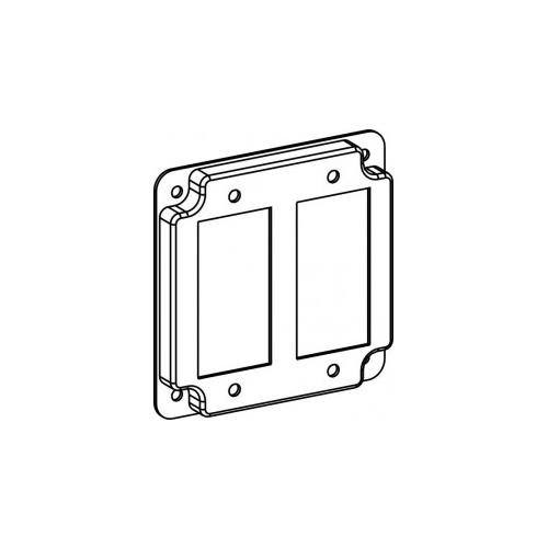 4444C - RAISED 1/2", 4" SQUARE (4S) 2 GFCI / 2 DECORATIVE SWITCHES INDUSTRIAL COVER WITH CRUSHED CORNERS