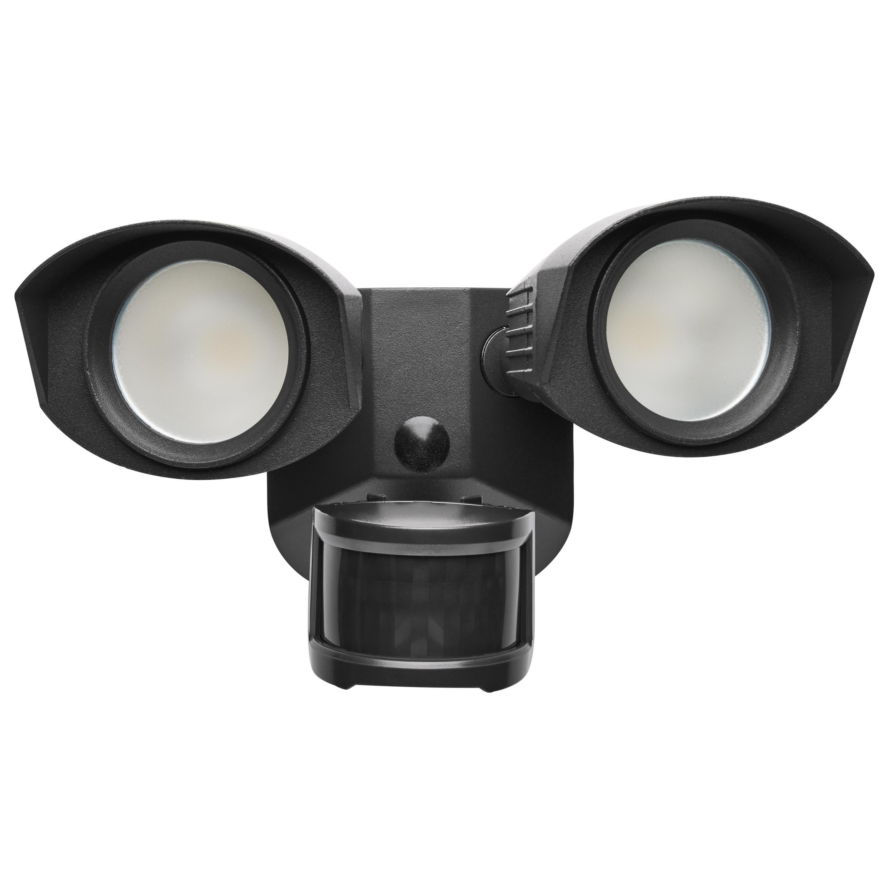 65-215 - LED Security Light - Dual Head - Black Finish - 3000K - with Motion Sensor - 120V
