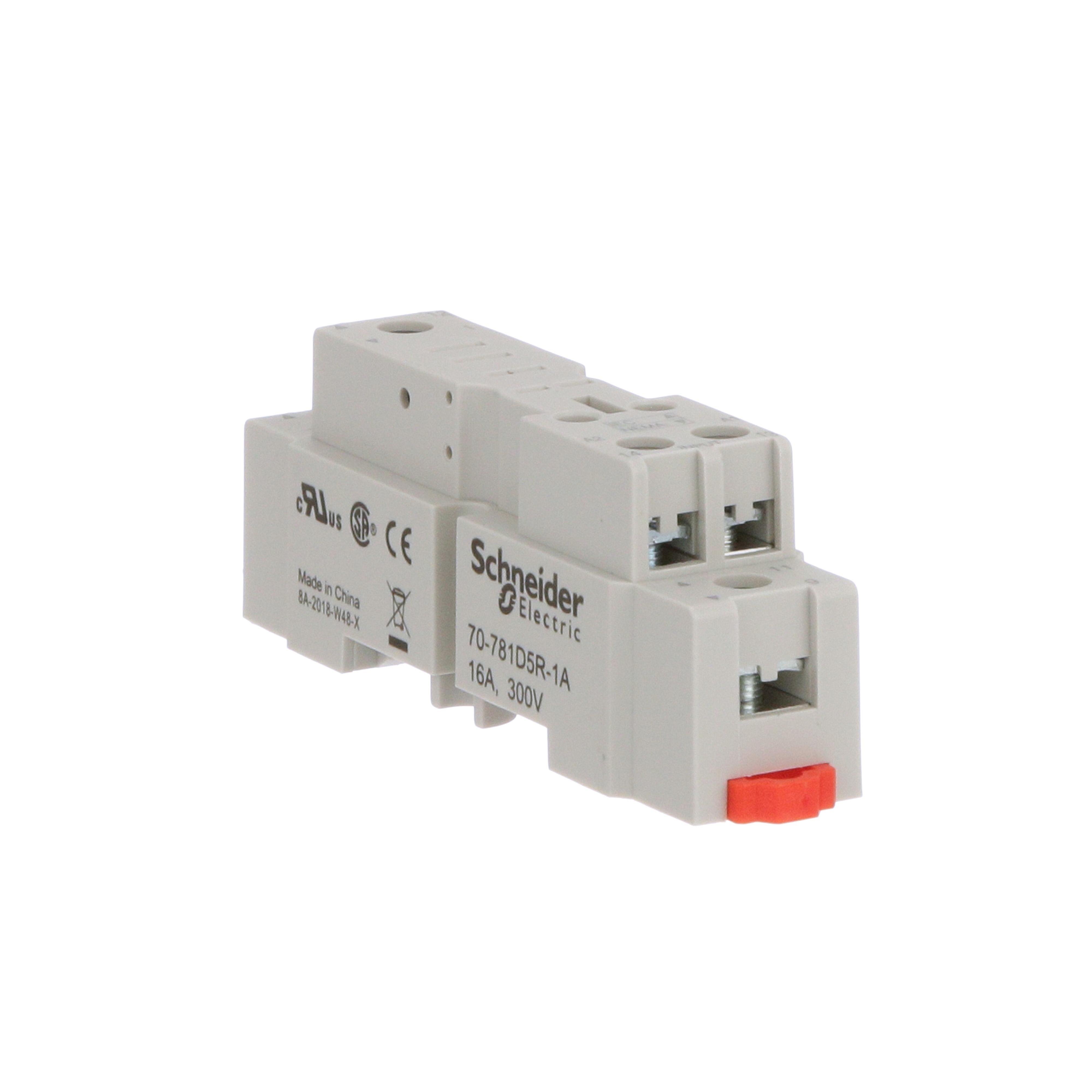70-781D5R-1A - Socket, General Purpose Relays, for 781 relays, SPDT, 5 pins, screws clamp terminals, 16A, 300V