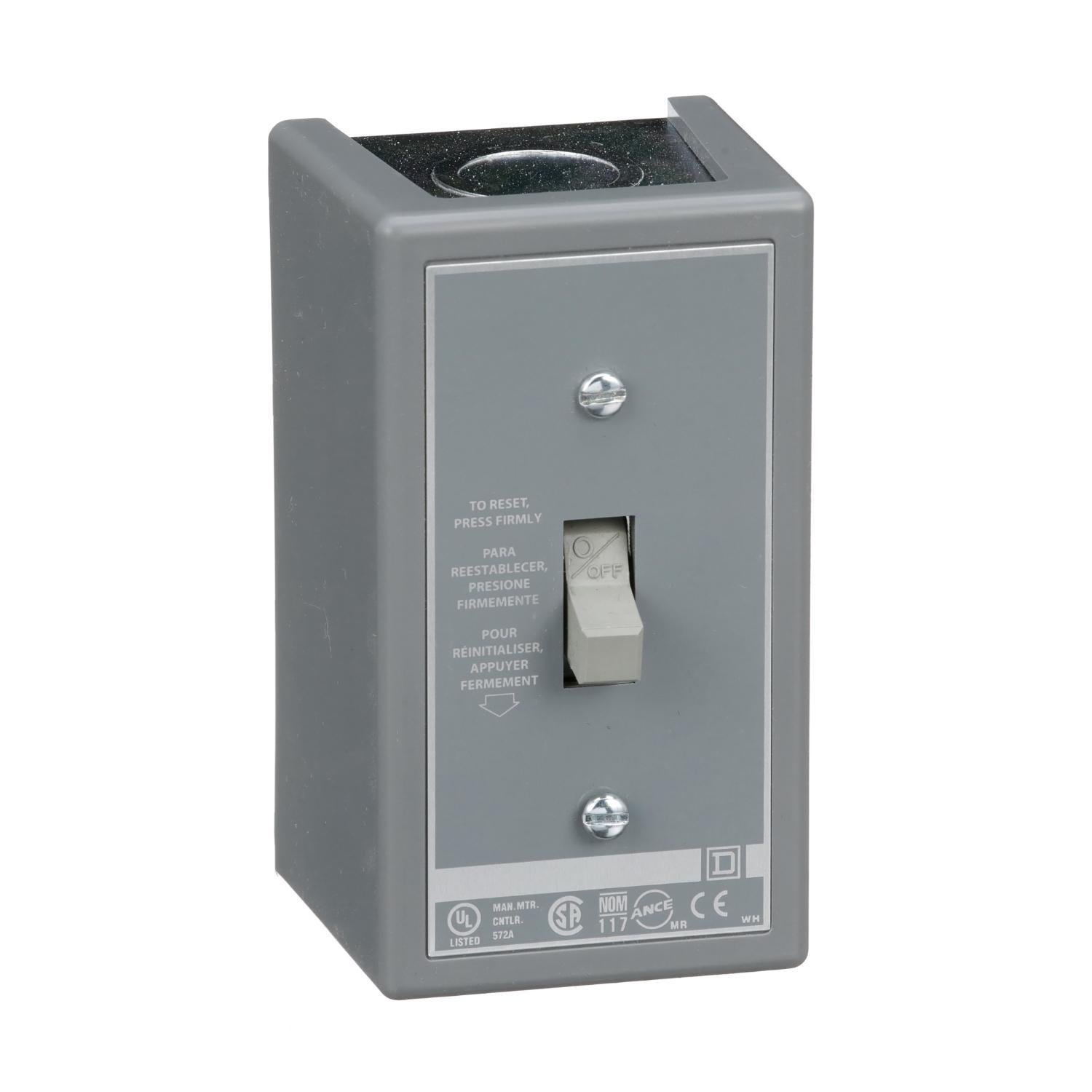 2510FG6 - Manual Starter, fractional horsepower, 16A, 2 poles, 1 HP at 277 VAC, toggle w/guard, no indicator, NEMA 1 enclosure