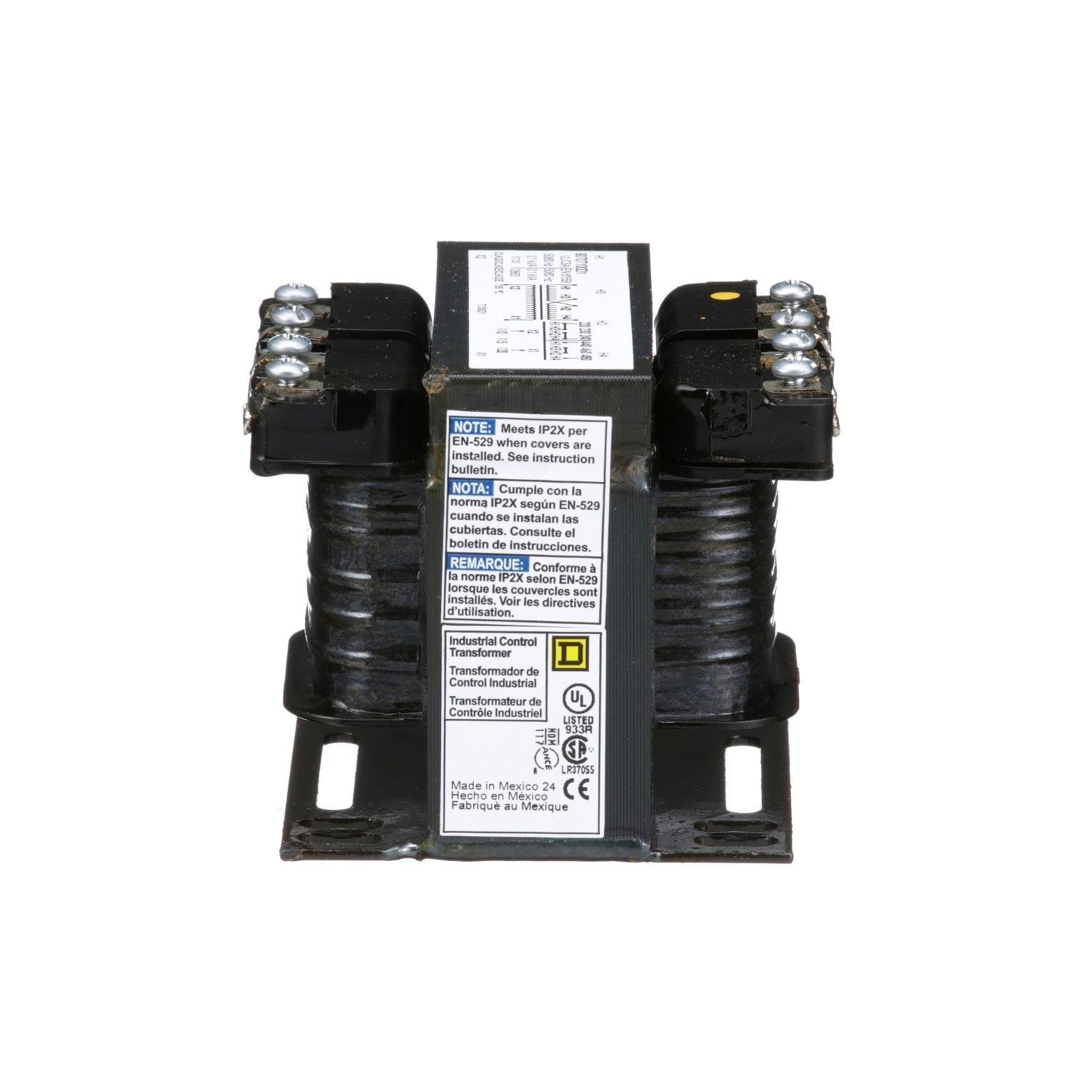 9070T100D1 - Transformer, Type T, industrial control, 100VA, 1 phase, 240x480V primary, 120V secondary, 55C rise