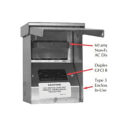U3822-20GWR - 60 Ampere Non-fused Alternating Current Disconnect 520GR Pull Out