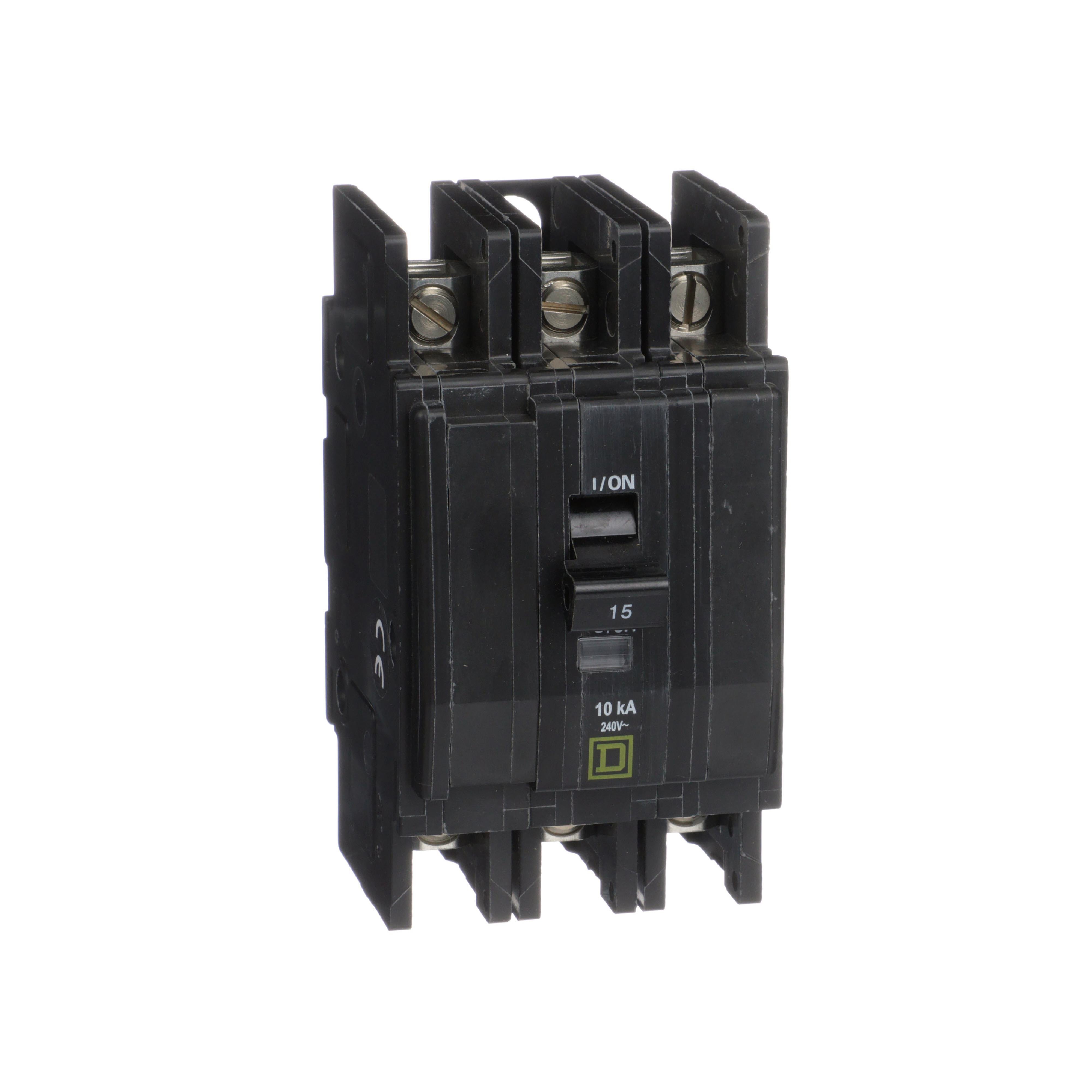 QOU315 - Mini circuit breaker, QOU, 15A, 3 pole, 240VAC, 10kA