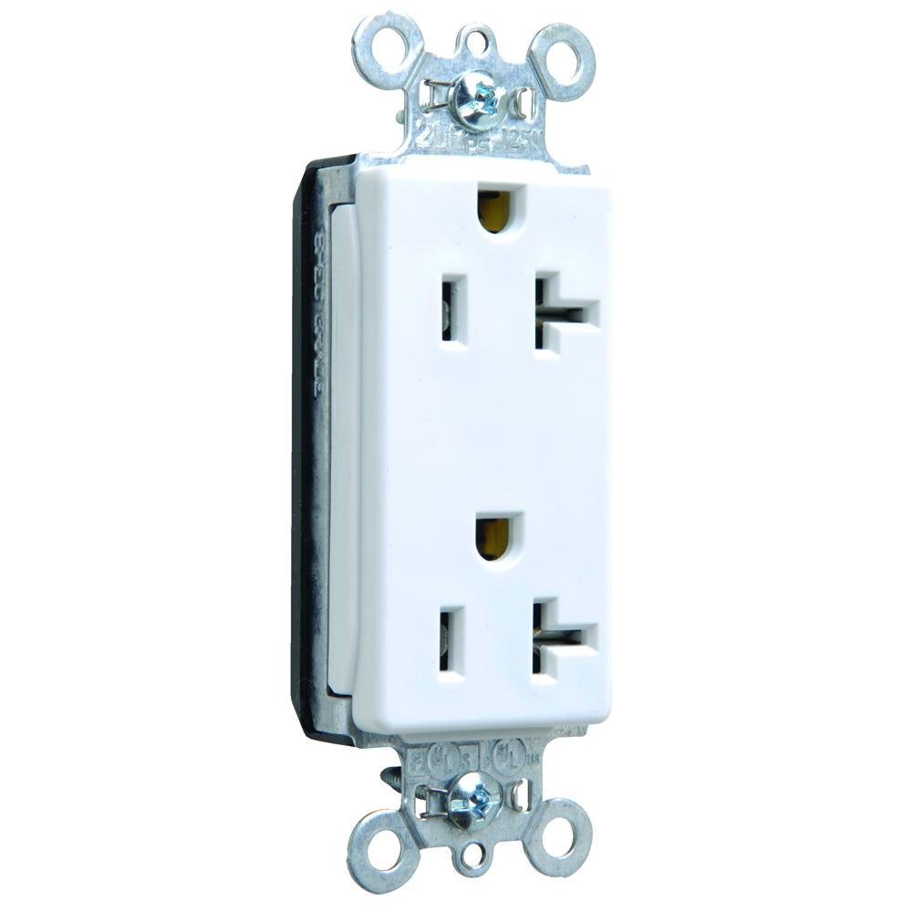 PT26352-W - PlugTail® 20A 125V Spec-Grade Decorator Duplex Receptacle, White