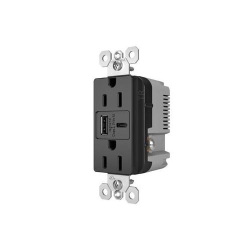 Picture of R26USBAC6BK - radiant® 15A Tamper-Resistant Ultra-Fast USB Type A/C Outlet, Black