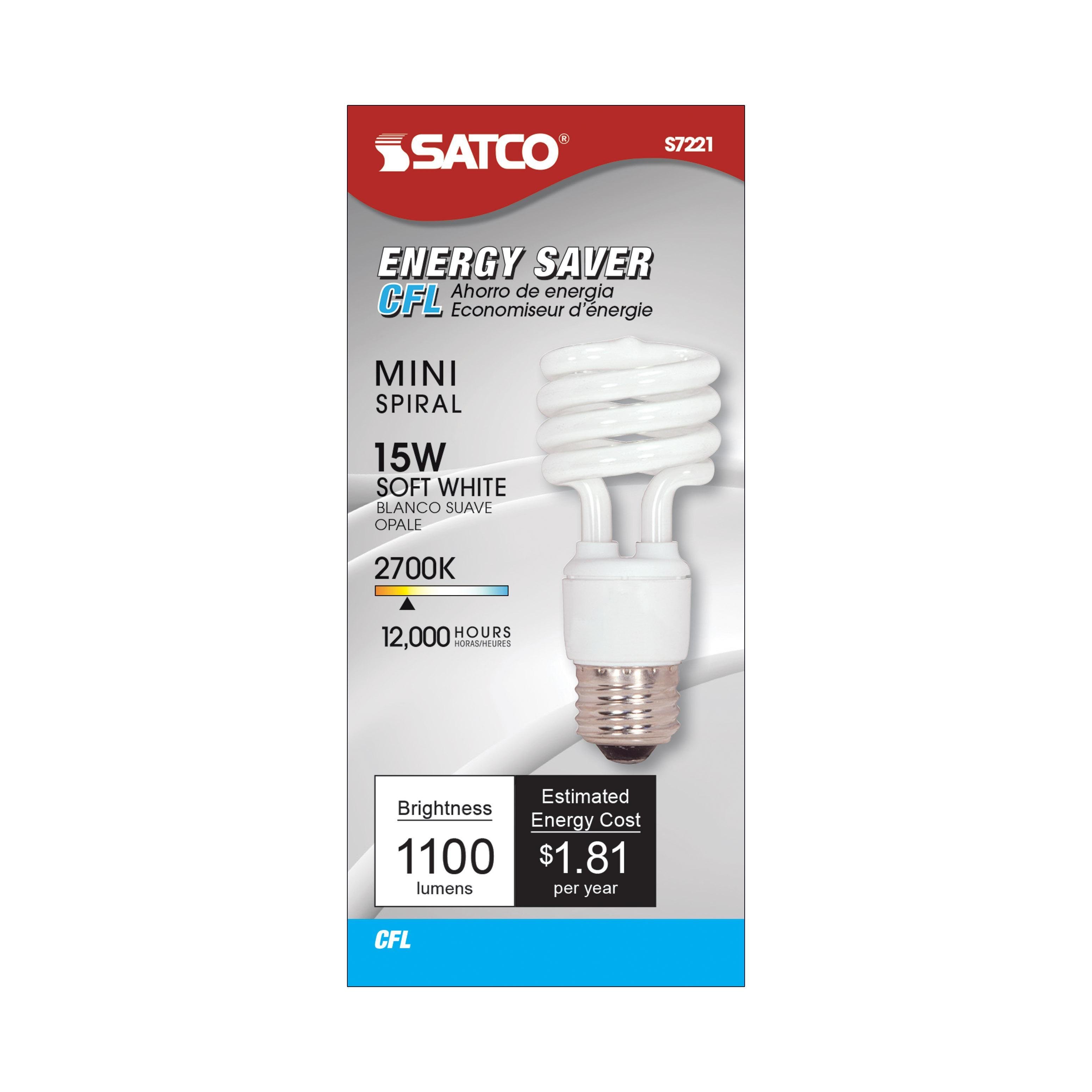 Picture of S7221 - 15 Watt - Mini Spiral Compact Fluorescent - 2700K - 82 CRI - Medium base - 120 Volt