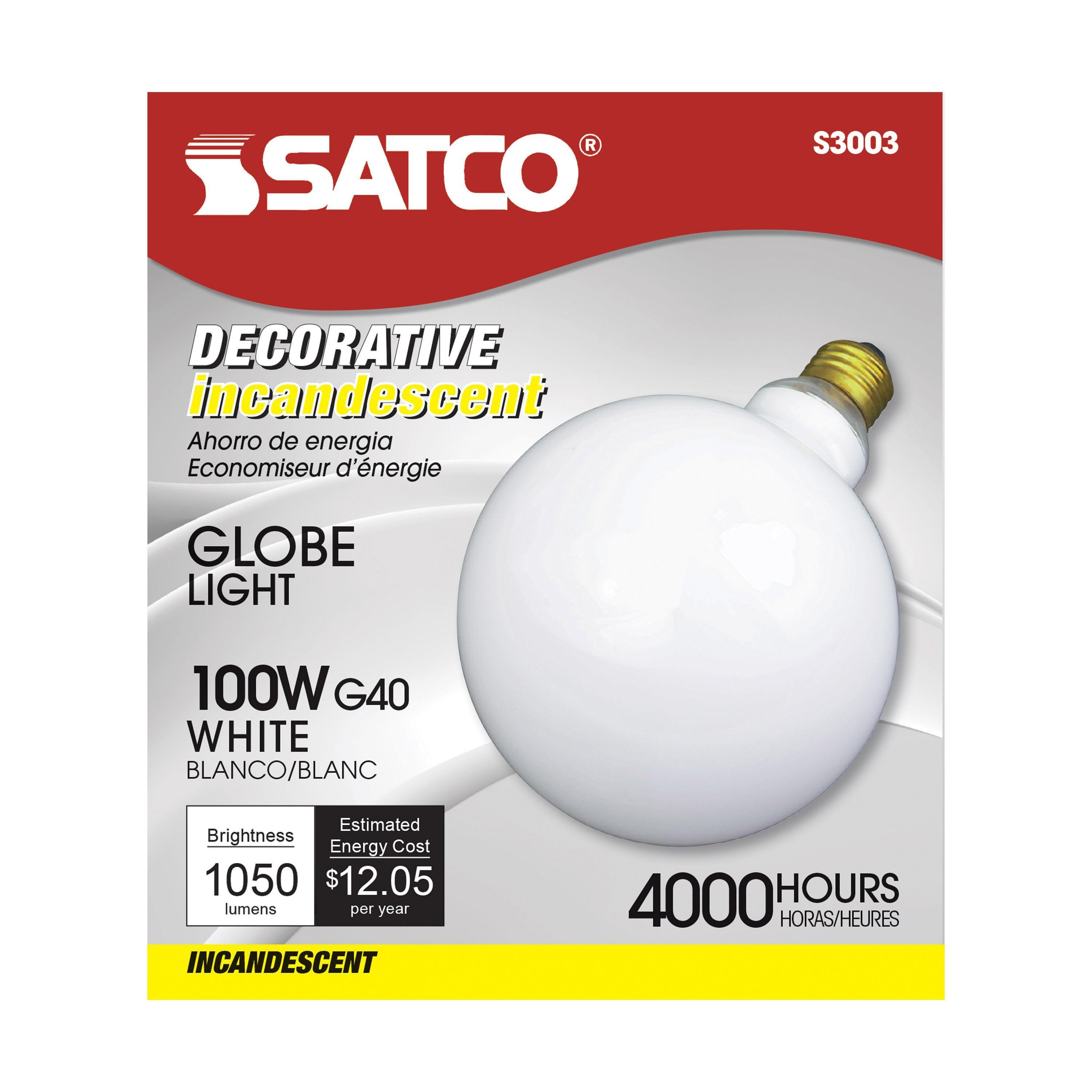 Picture of S3003 - 100 Watt G40 Incandescent - Gloss White - 4000 Average rated hours - 1050 Lumens - Medium base - 120 Volt