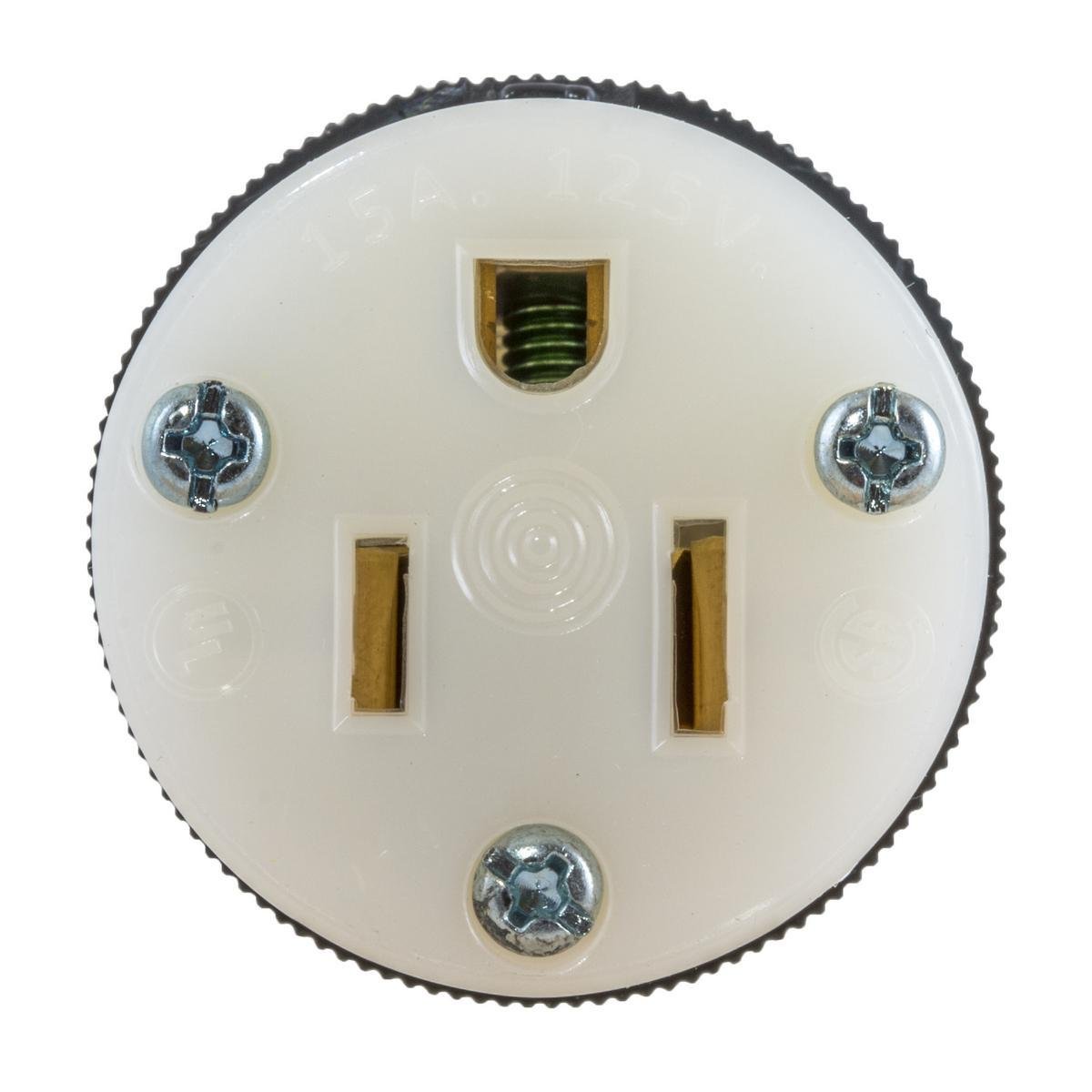 Picture of HBL5269C - Straight Blade Devices, Female Connector Body, Insulgrip Heavy Duty, Industrial/Commercial Grade, Straight, 2- Pole 3-Wire Grounding, 15A 125V, 5-15R, Black and White, Single Pack