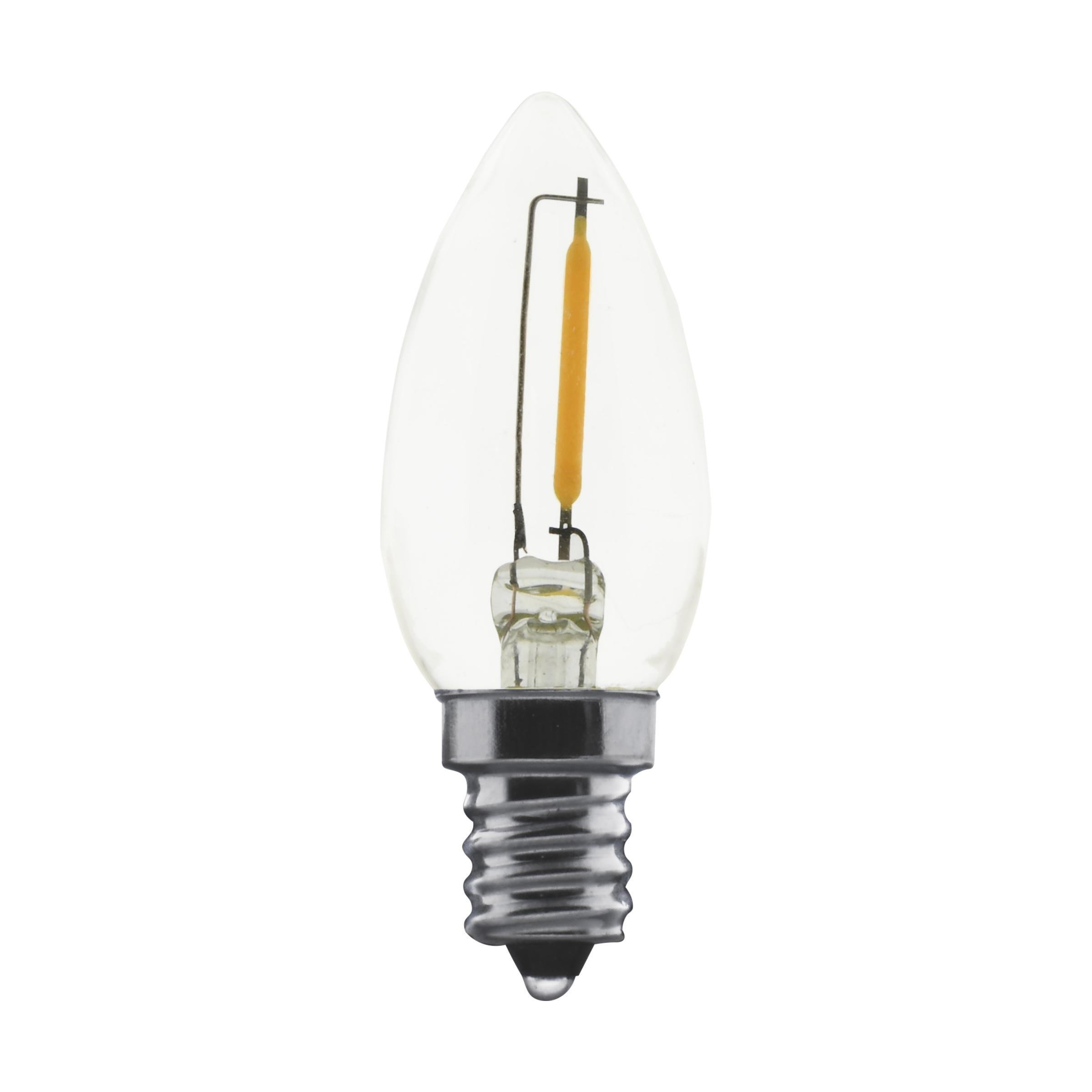 Picture of S11308 - 0.7 Watt LED - C7 - Clear - 2700K - Candelabra base - 120 Volt - Carded 2 Pack